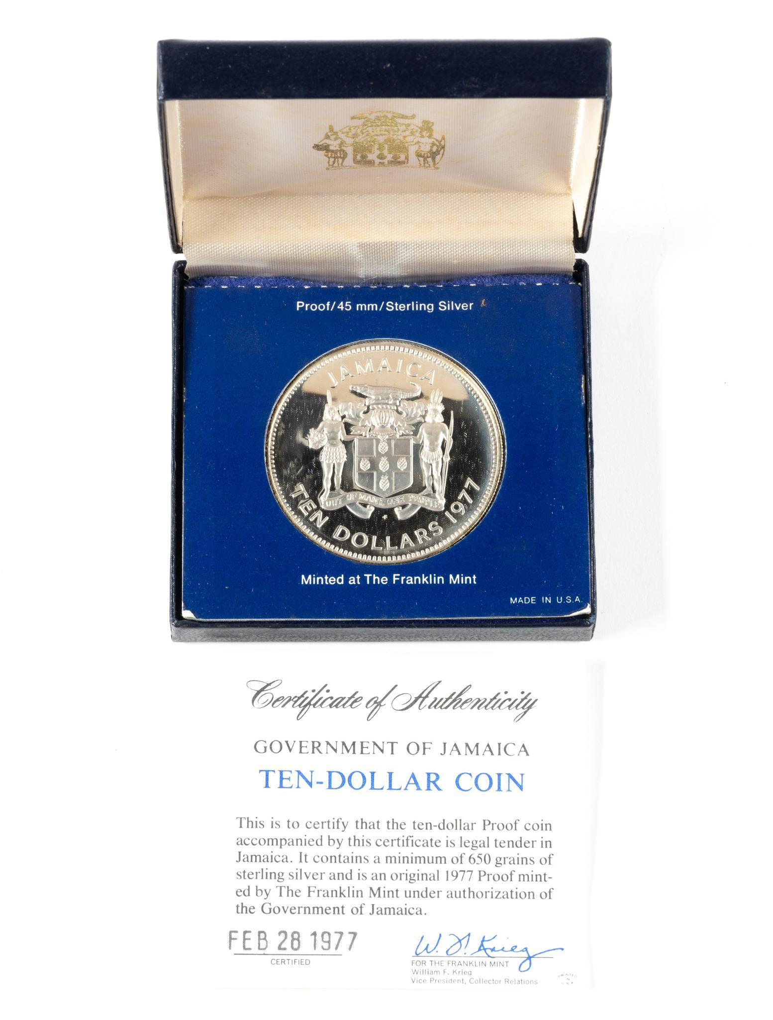 Ten Dollar Bahamas And Jamaica Sterling Silver Coins