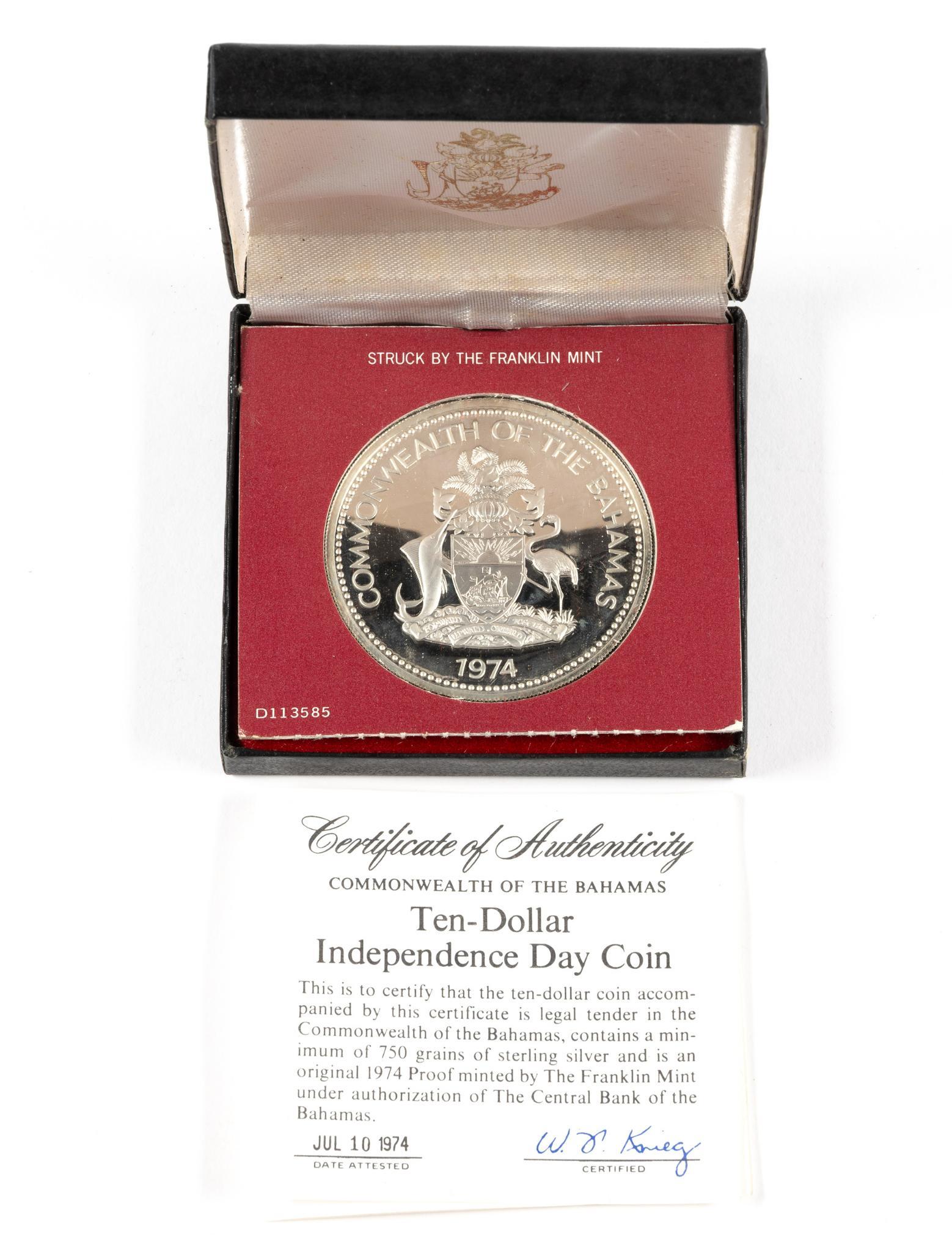Ten Dollar Bahamas And Twenty Five Dollar Caiman Islands Sterling Silver Coins