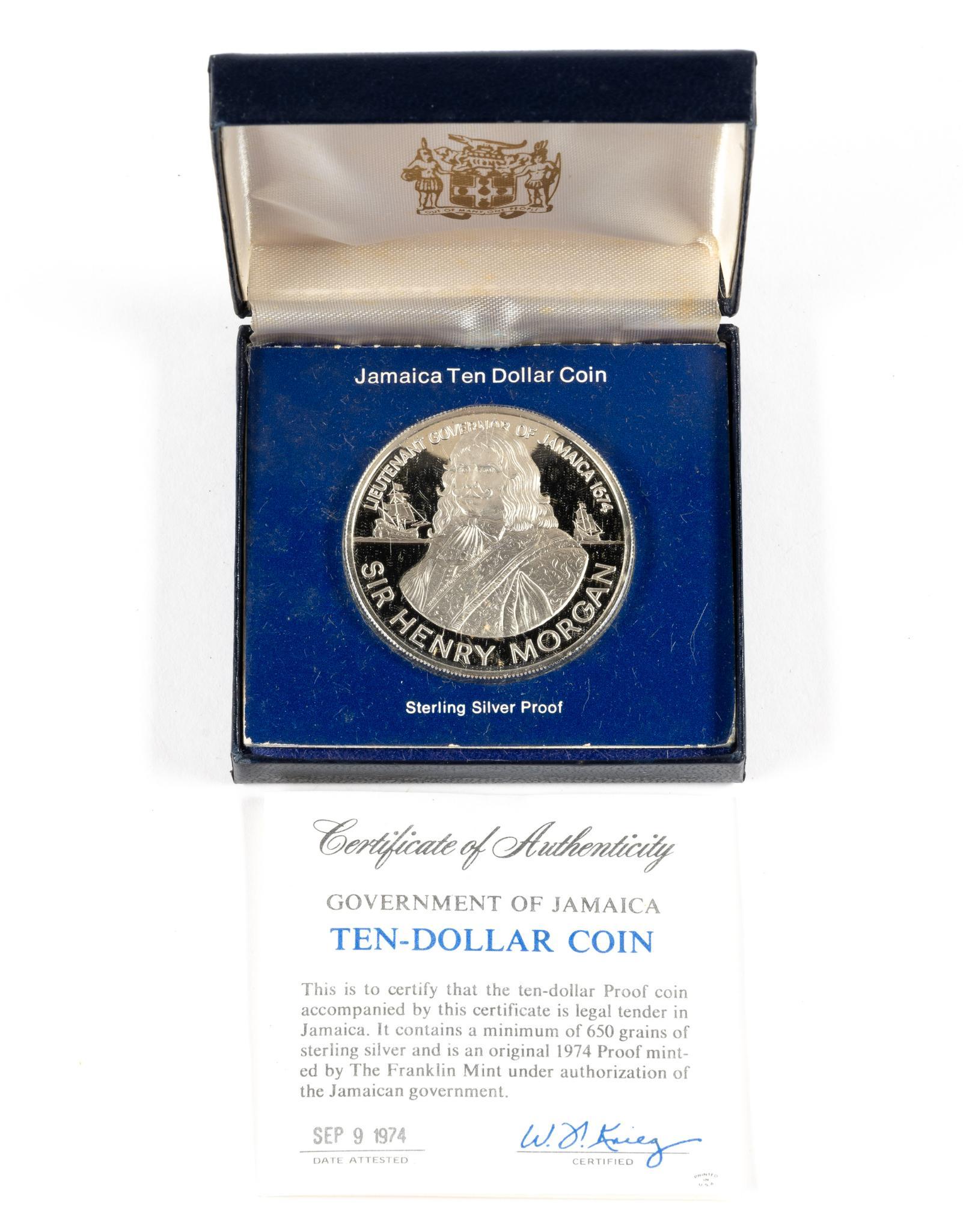 Three Jamaica Ten Dollar Sterling Silver Coins