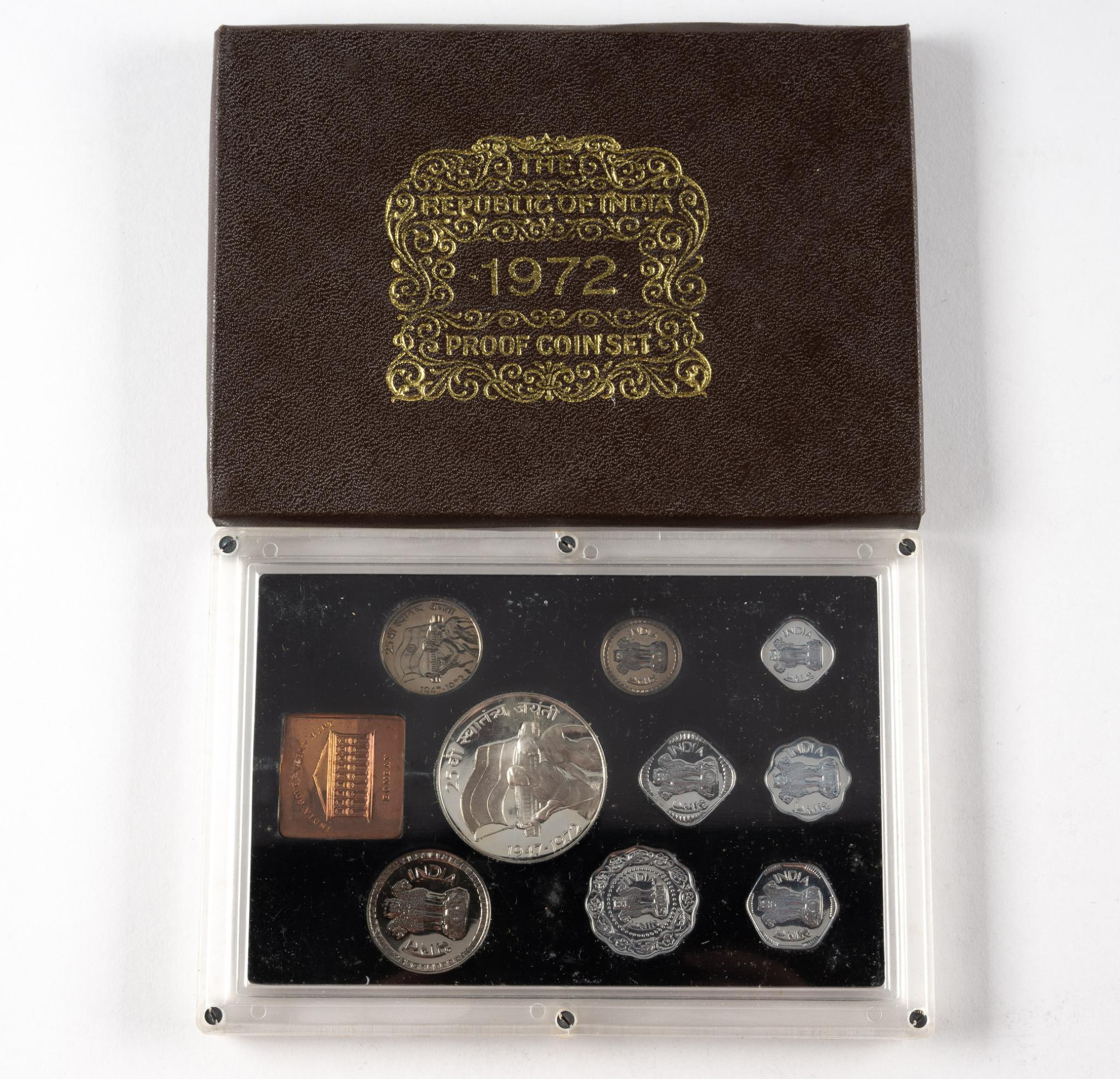 Eight India Proof Sets 1970's With Silver