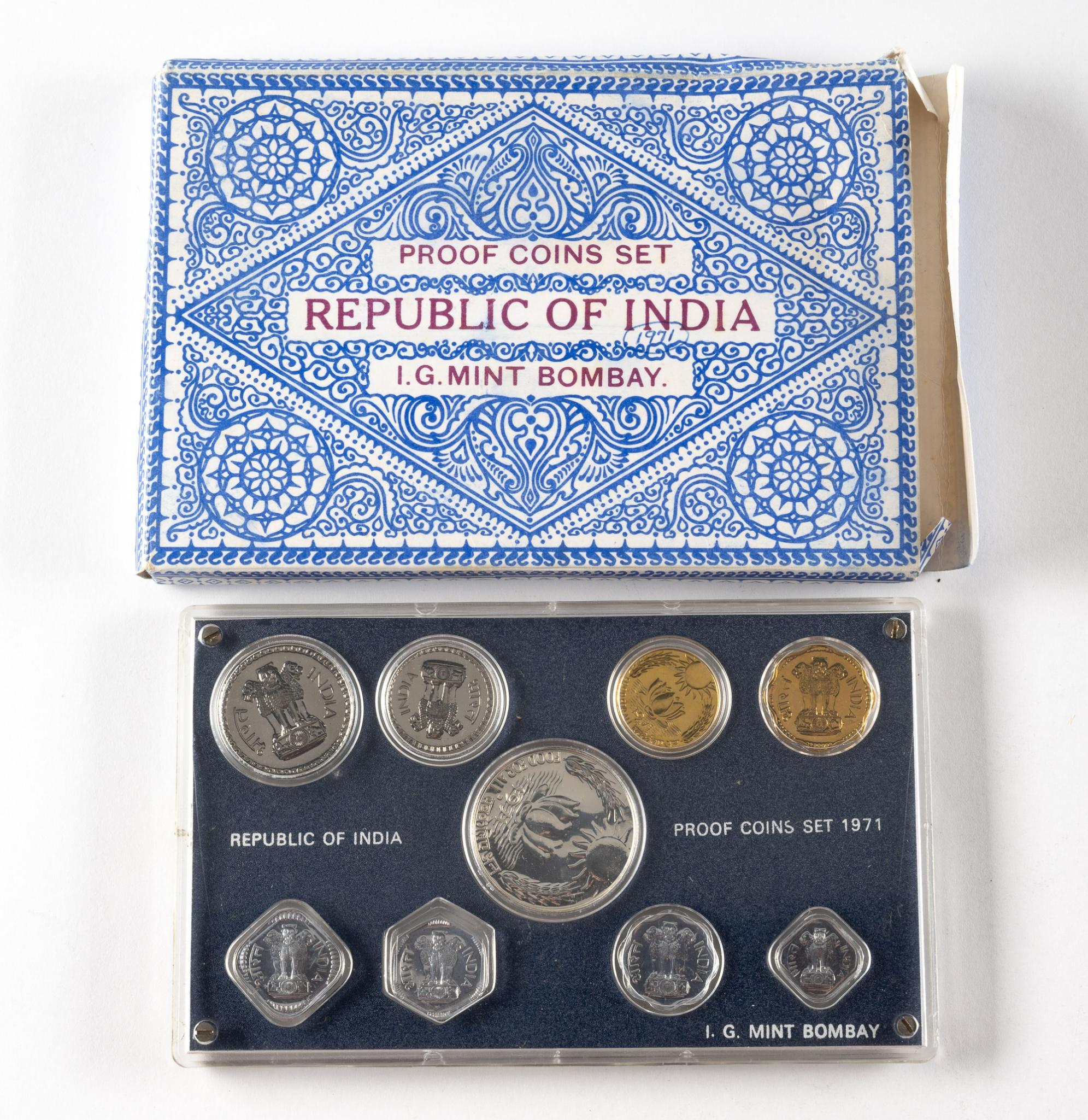 Eight India Proof Sets 1970's With Silver
