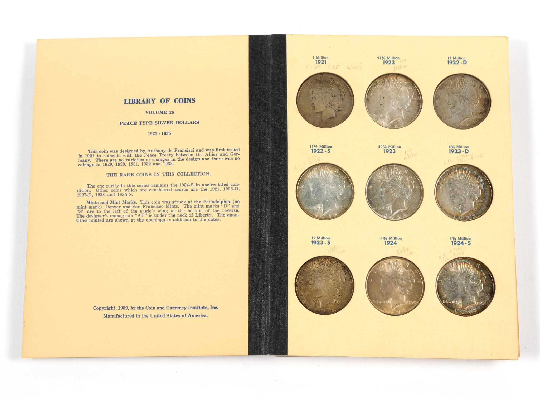 Complete Set Of Peace dollars