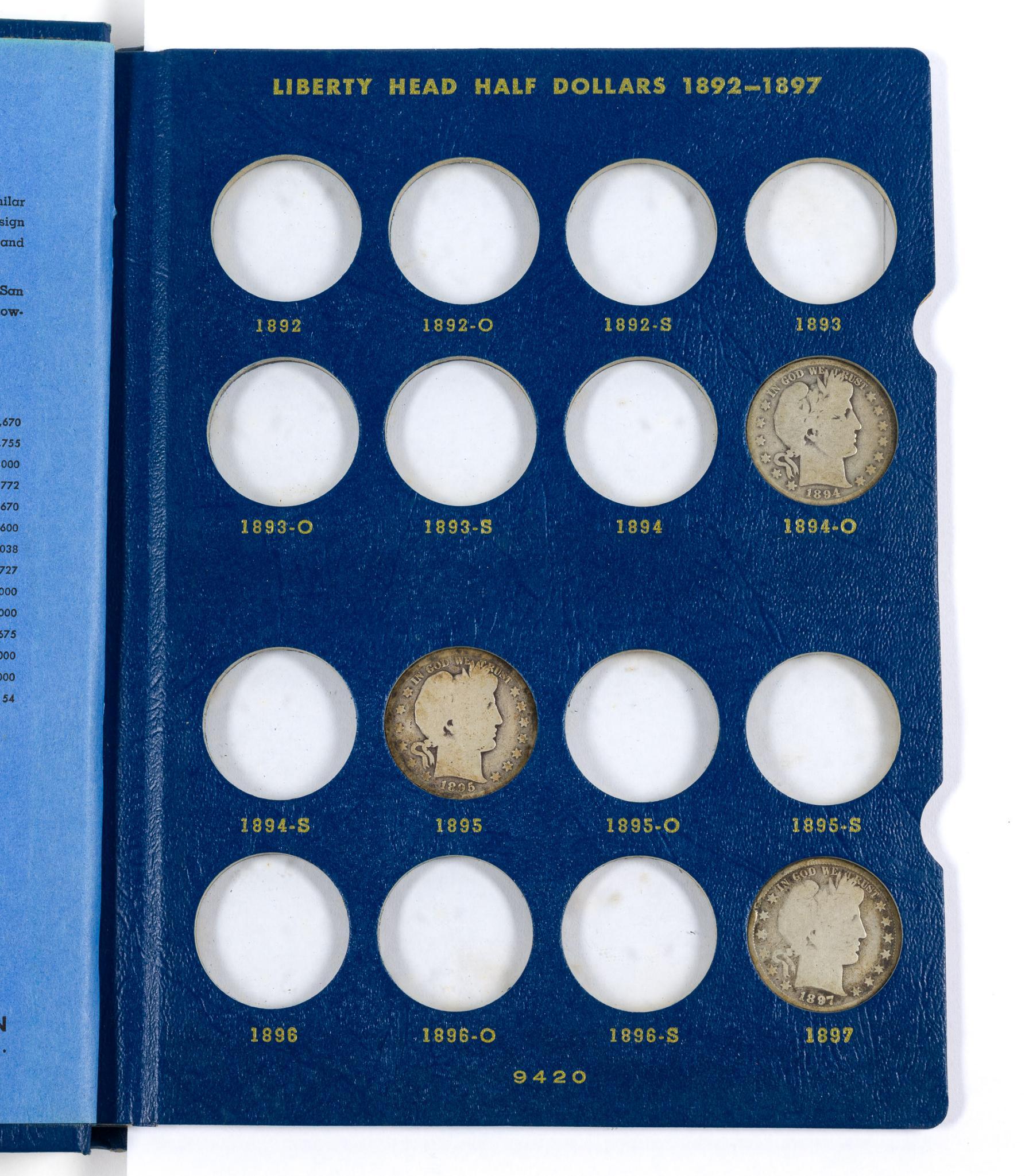 Partial Books Barber Half Dollars