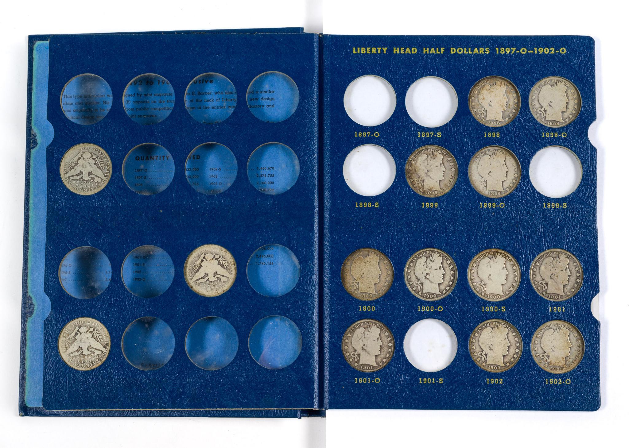 Partial Books Barber Half Dollars