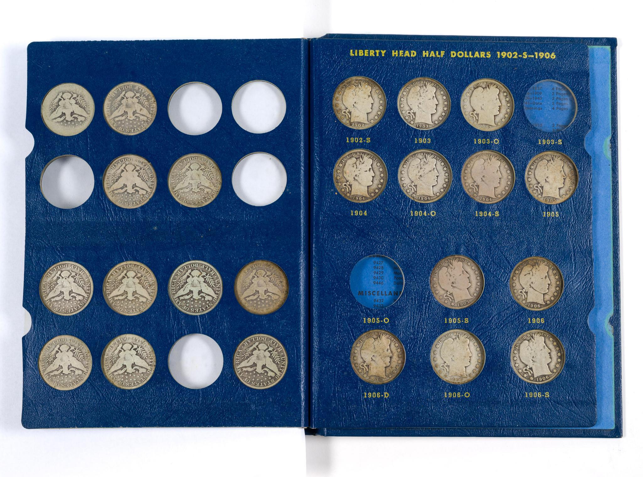 Partial Books Barber Half Dollars