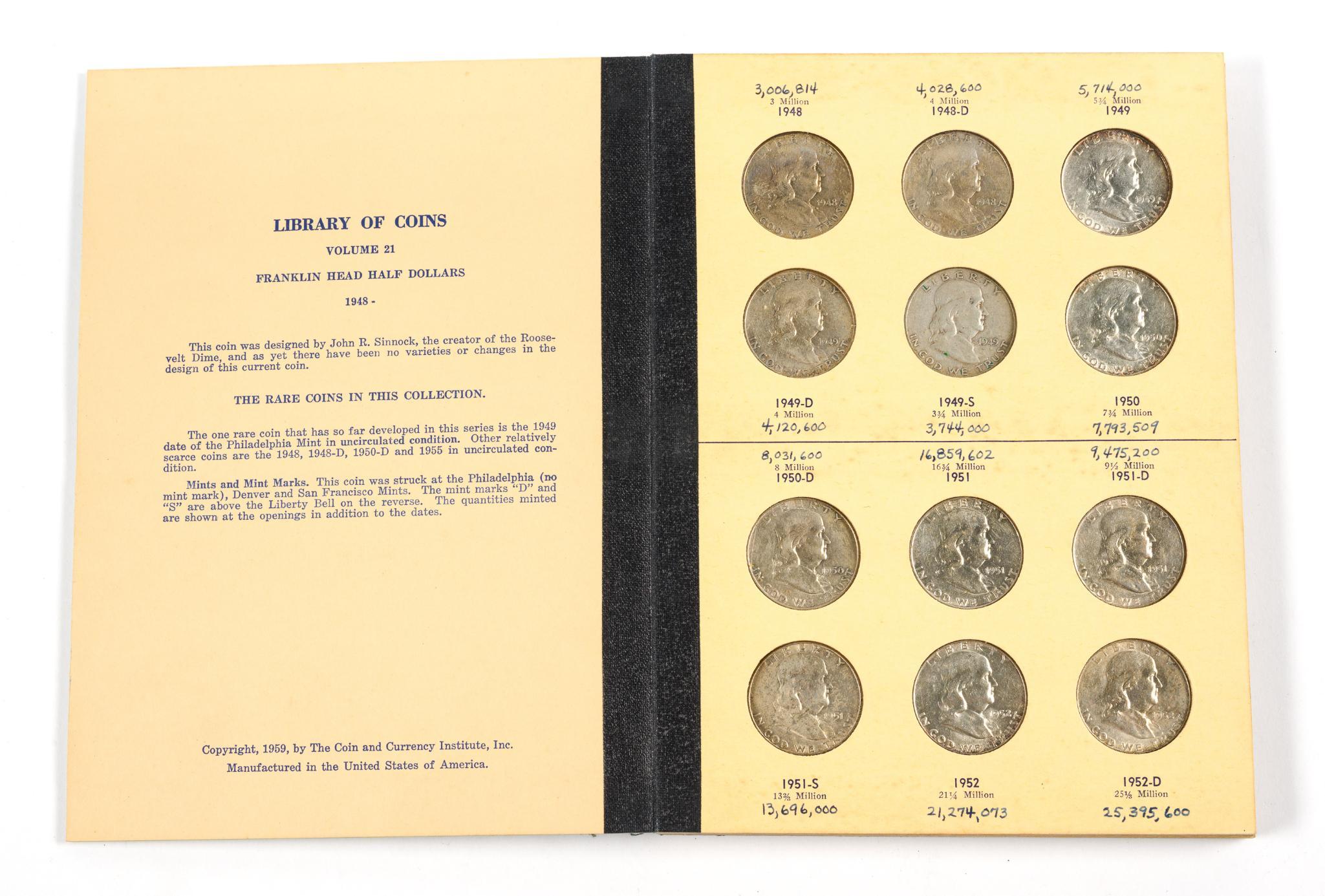 Complete Set Of Franklin Half Dollars