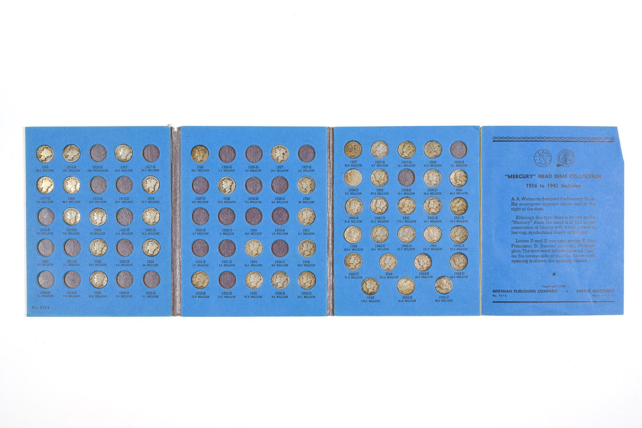 Partial Silver Mercury Dime Book And Wheat Cents