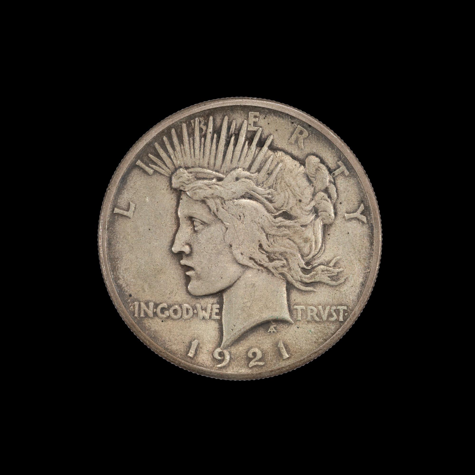 1921 Peace Dollar And Capped Bust Half