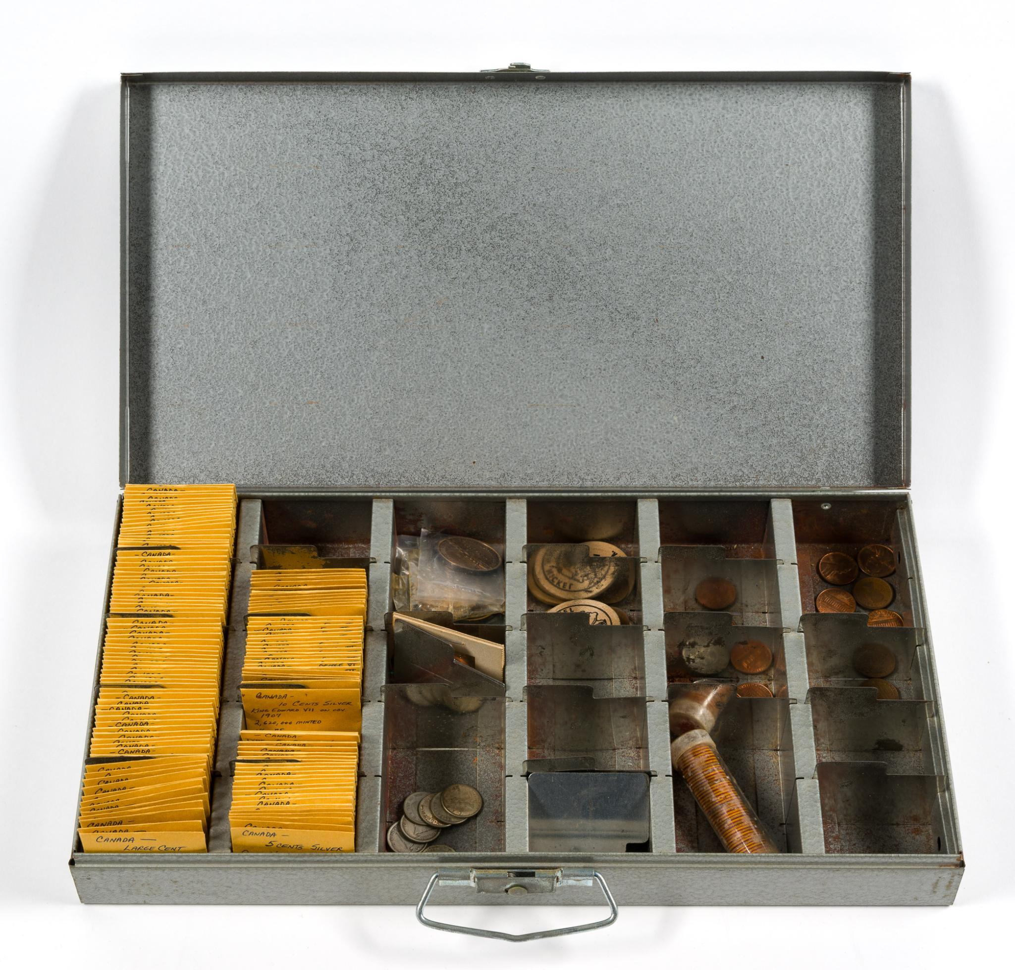 Metal Box Of Canadian Coins Including Silver