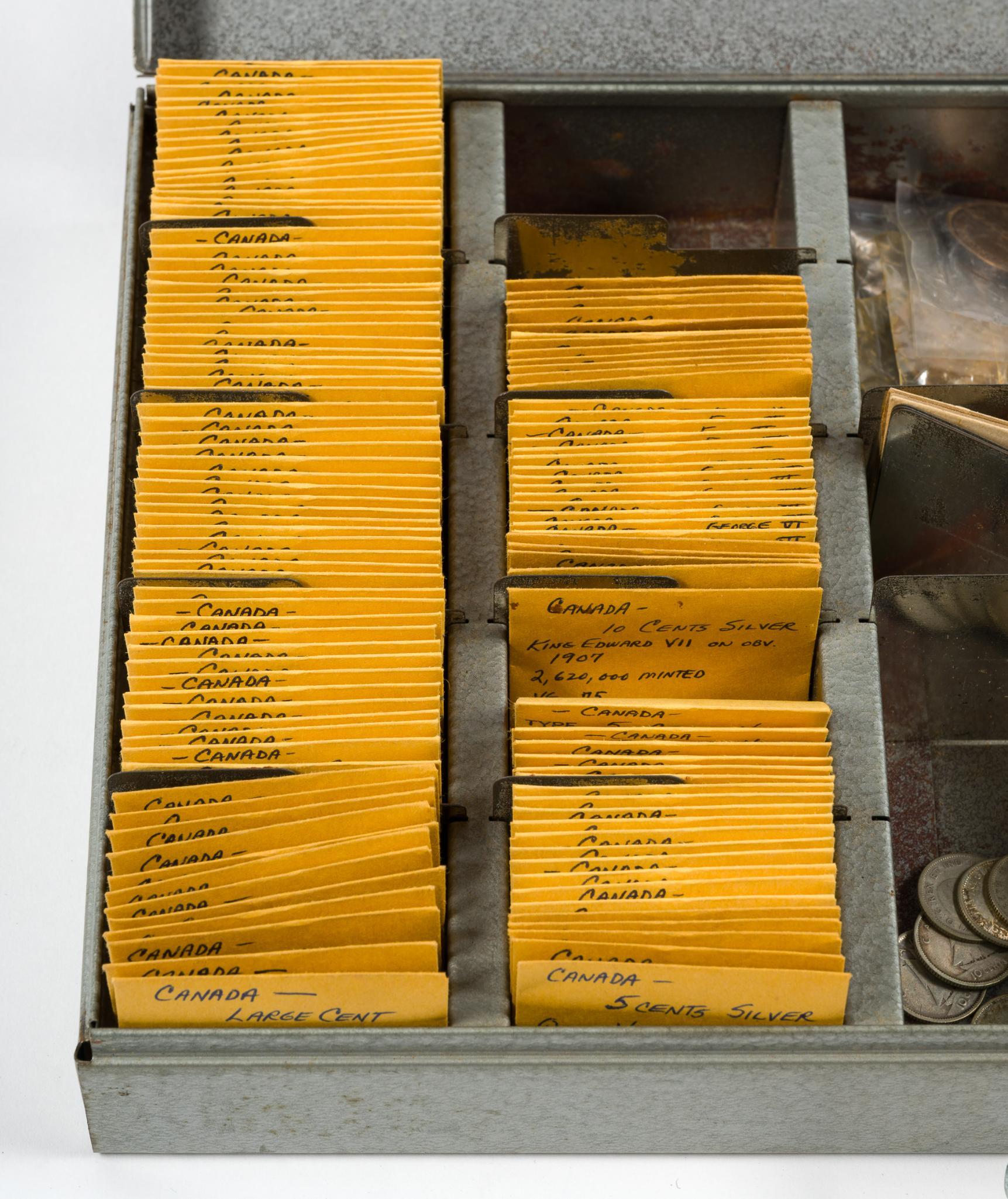 Metal Box Of Canadian Coins Including Silver