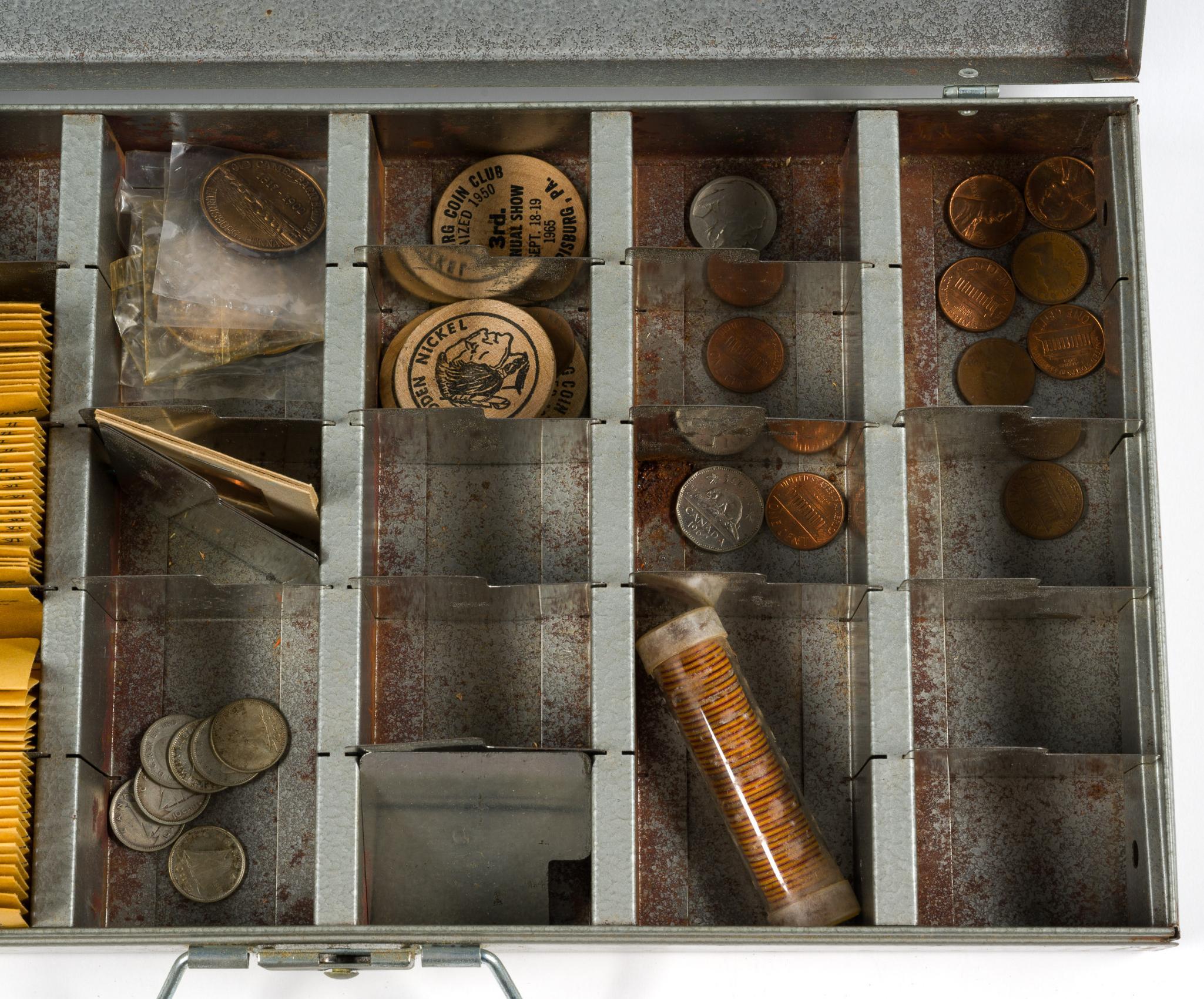 Metal Box Of Canadian Coins Including Silver