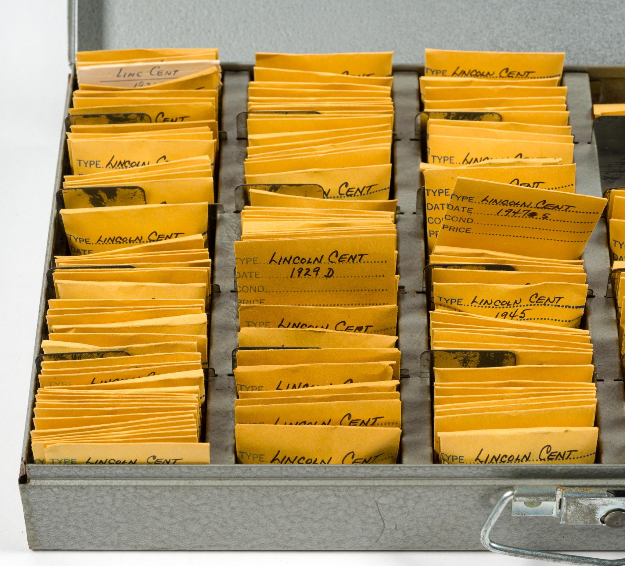 Metal Box Of Over Six Hundred Wheat Cents