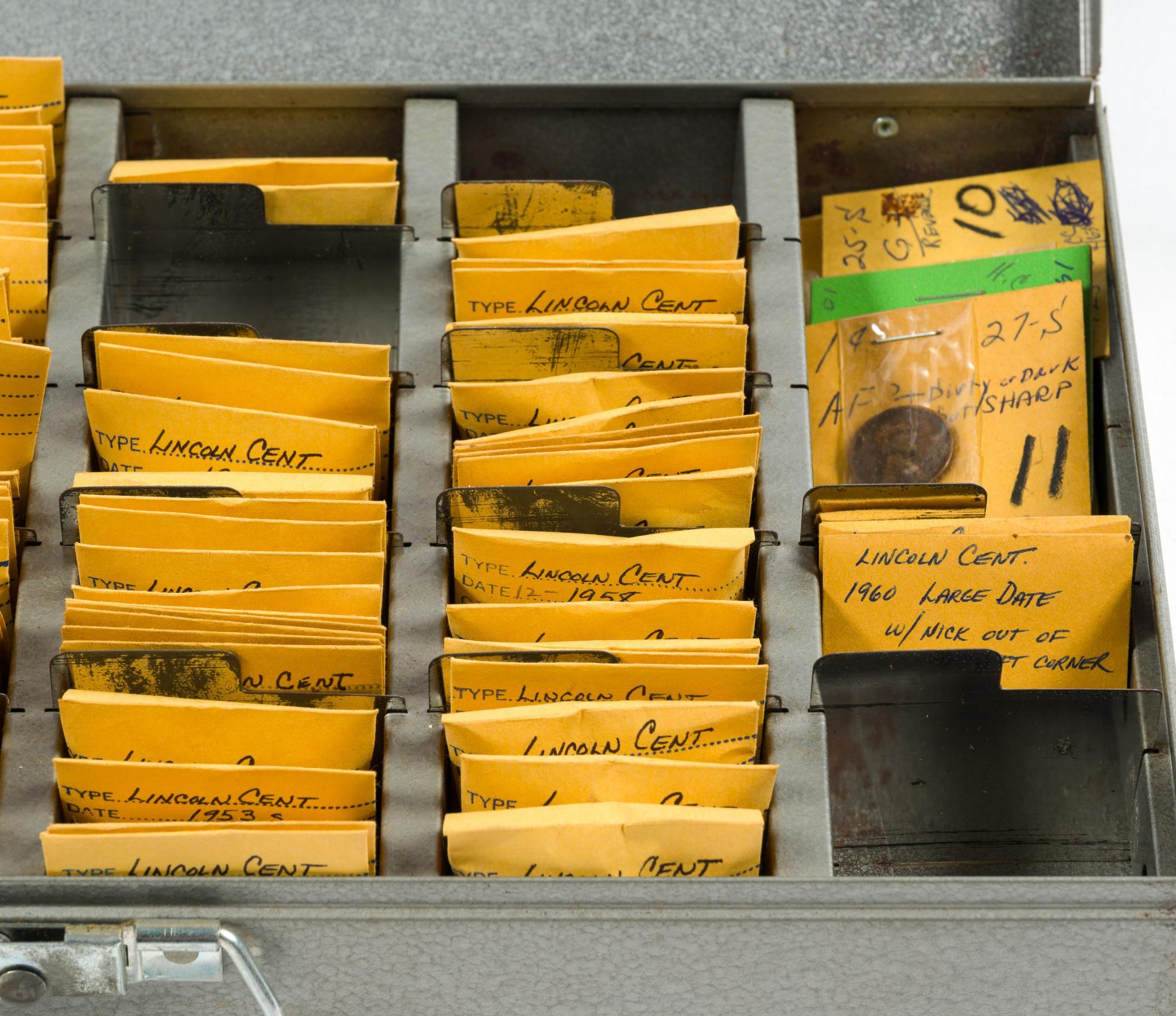 Metal Box Of Over Six Hundred Wheat Cents