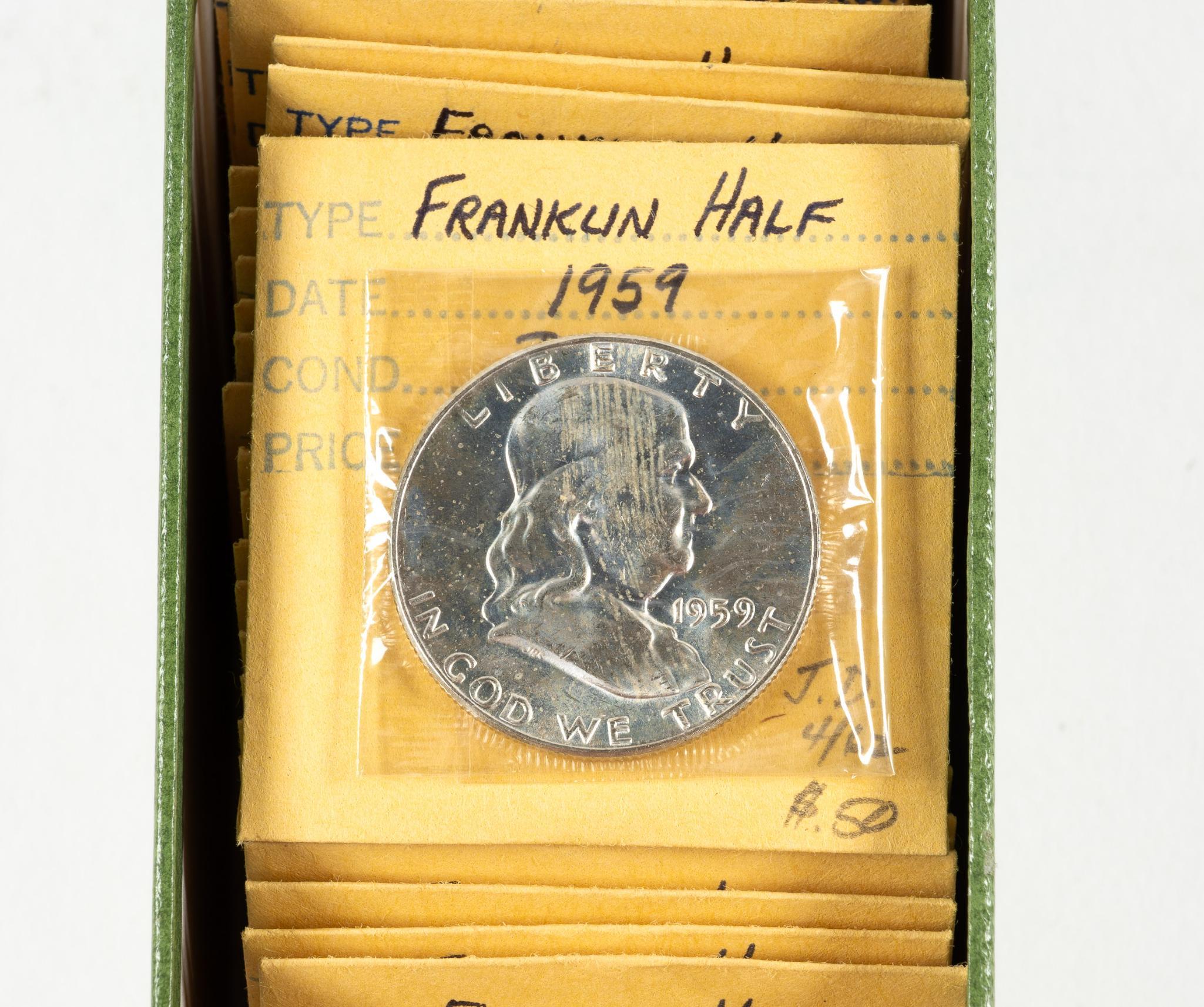 Sixty Eight Walking Liberty And Franklin Silver Half Dollars
