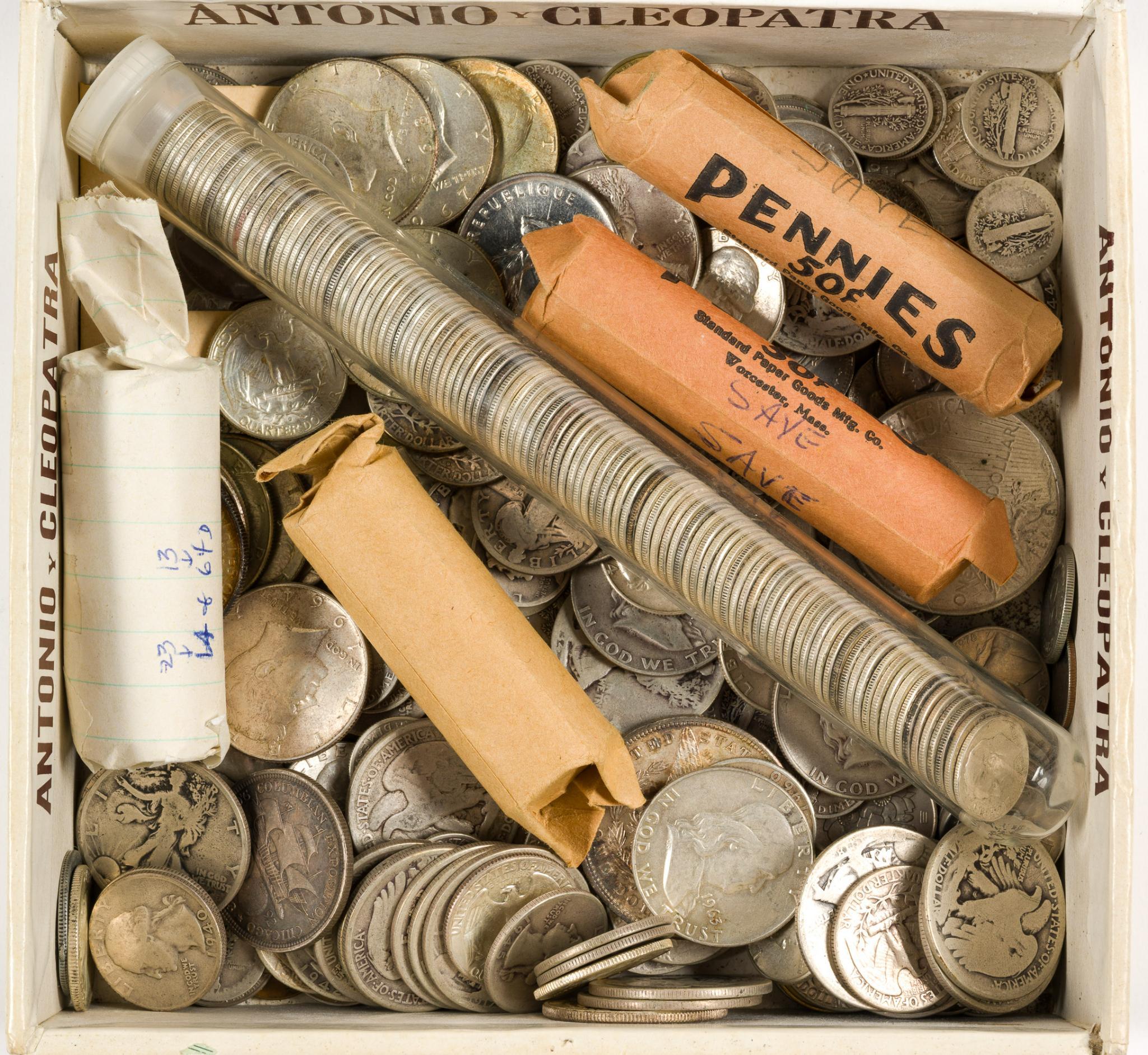Cigar Box Of Silver Coins