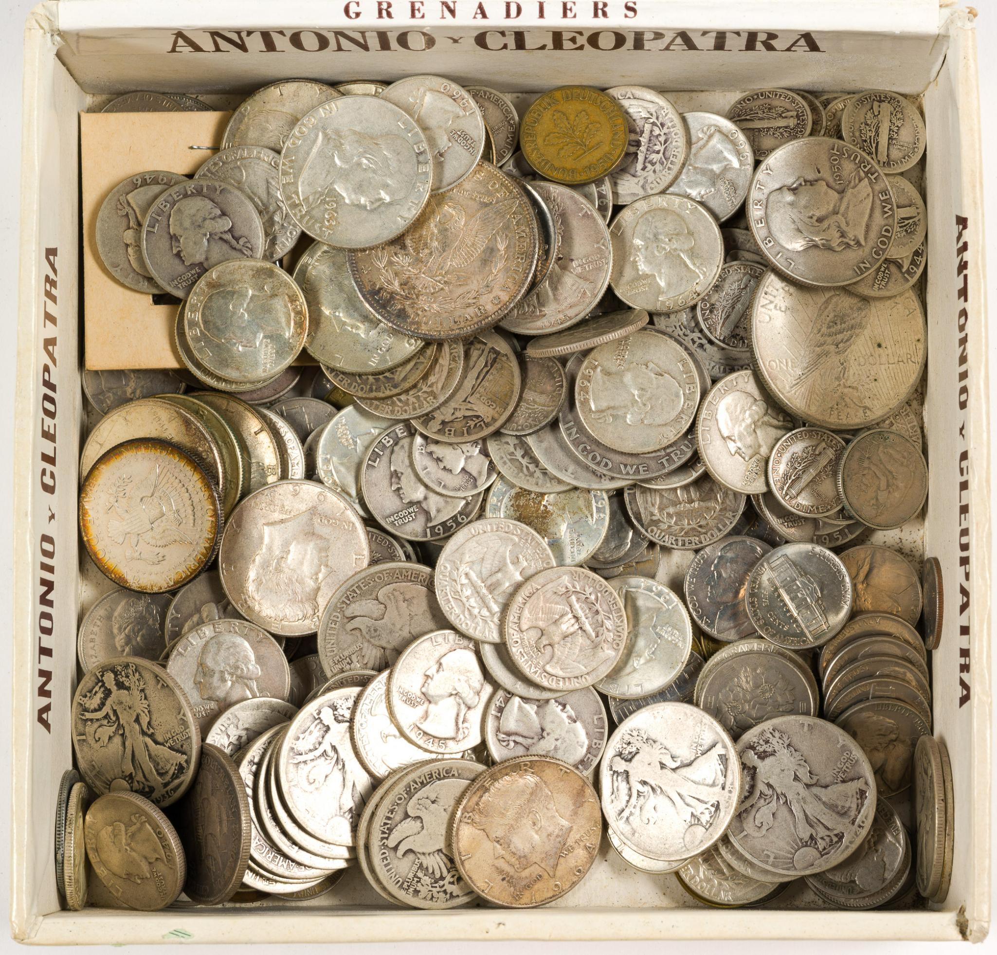 Cigar Box Of Silver Coins