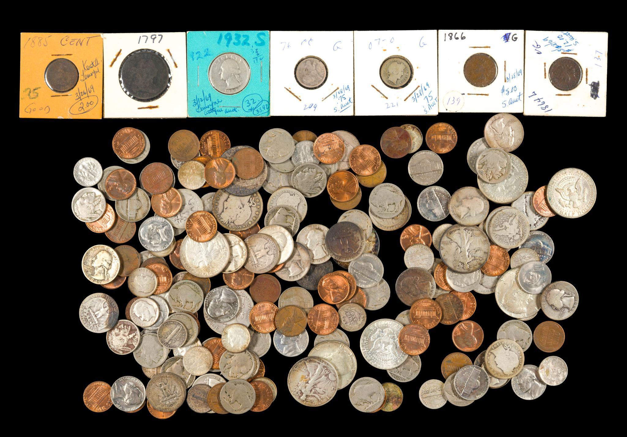 Coins Incl. Silver Half Dollars and Quarters