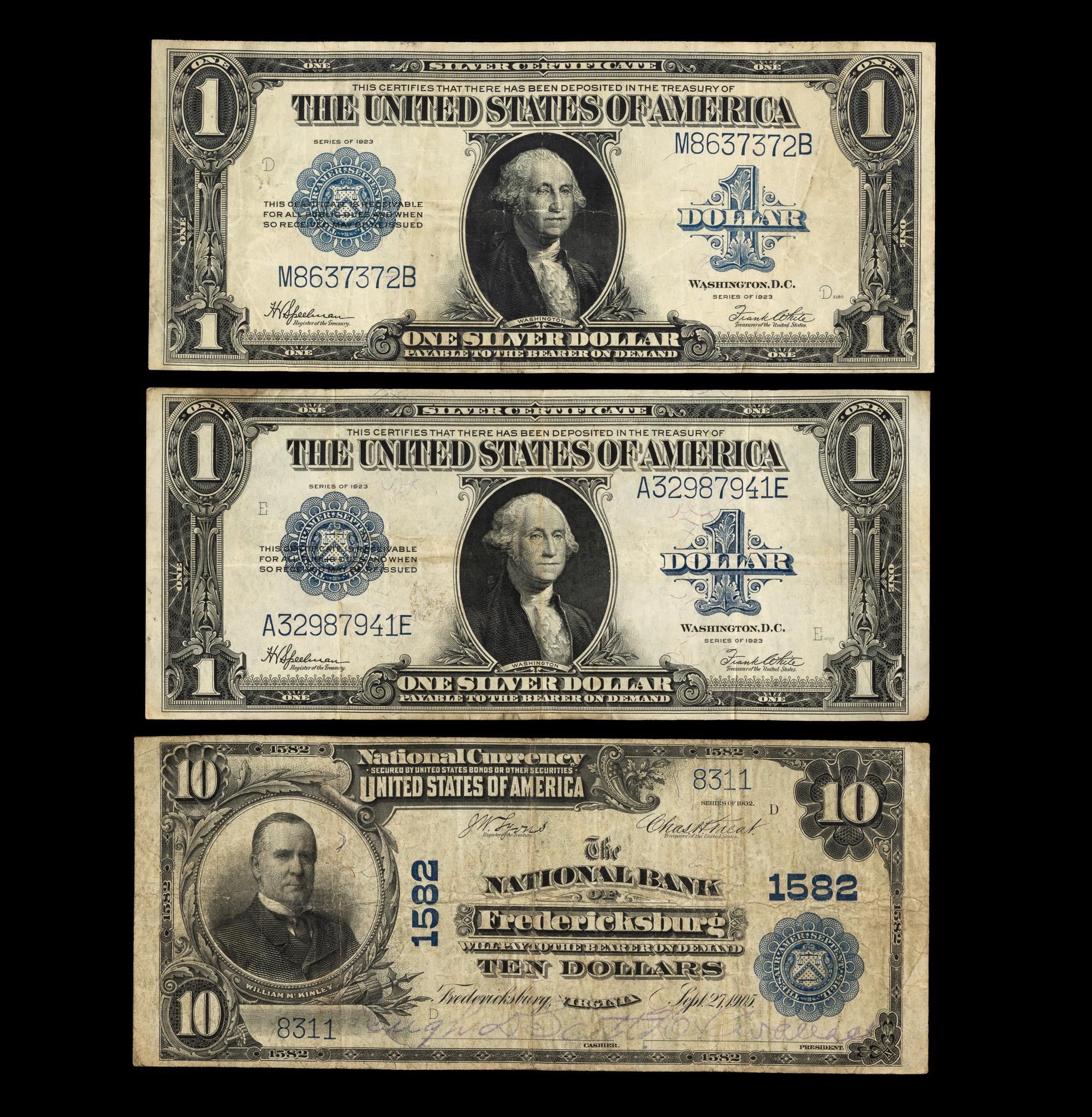 Large Bills Including Silver Certificate And National Currency