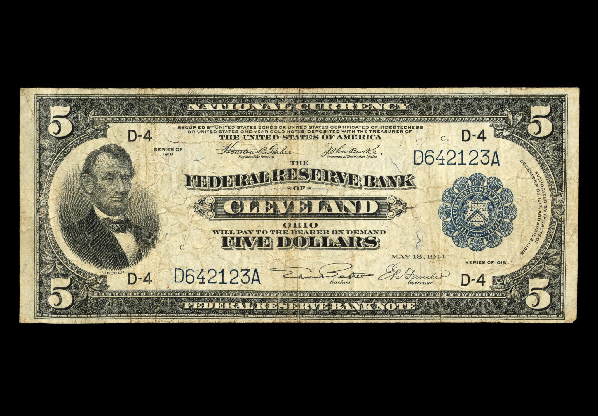 Five Dollar National Currency Federal Reserve