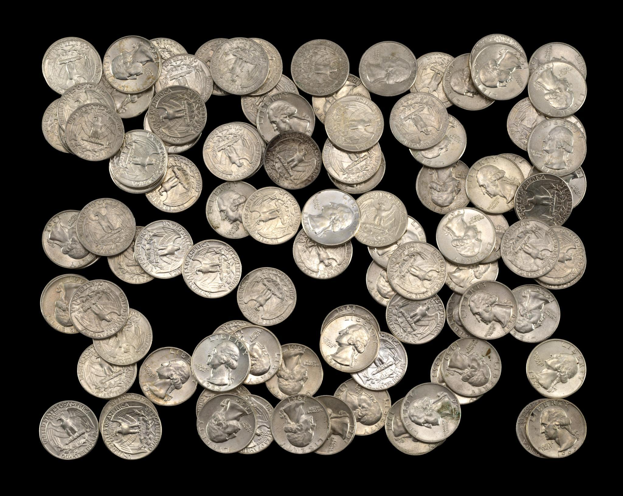 One Hundred Washington Silver Quarters