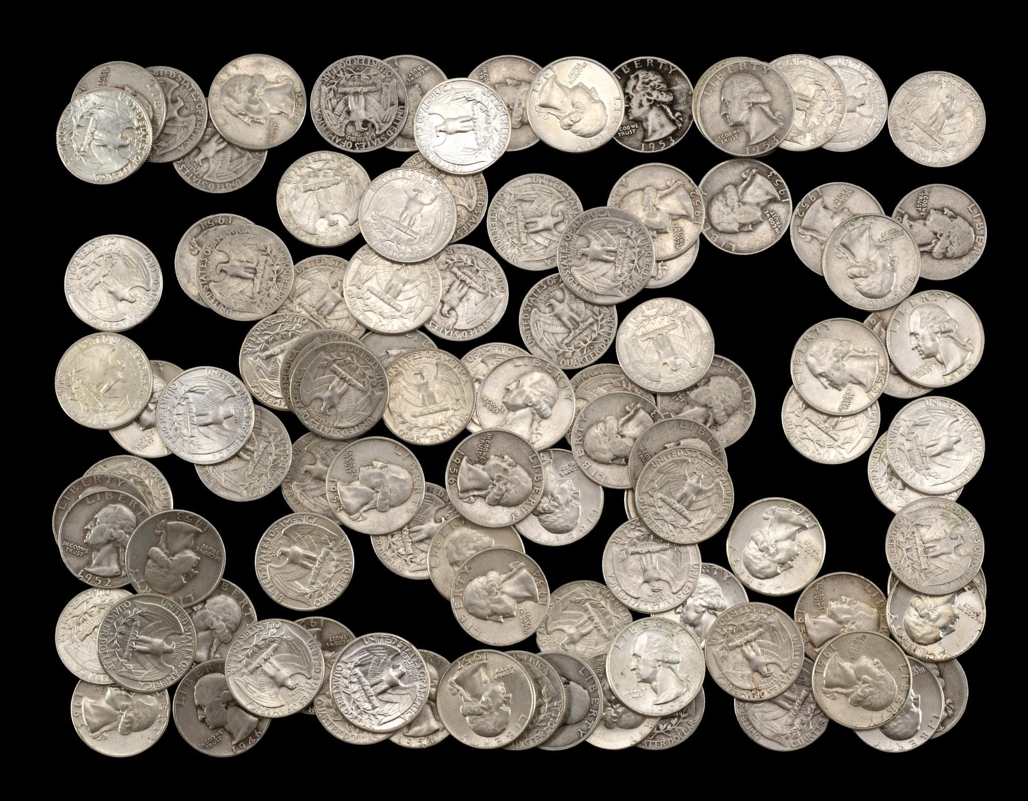 One Hundred Washington Silver Quarters