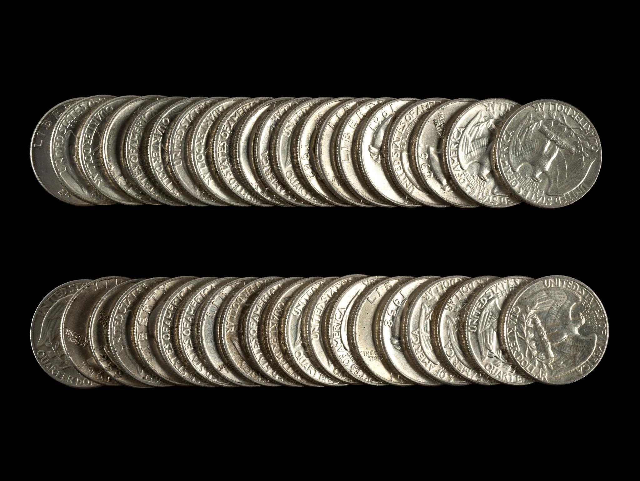 Forty Washington Silver Quarters