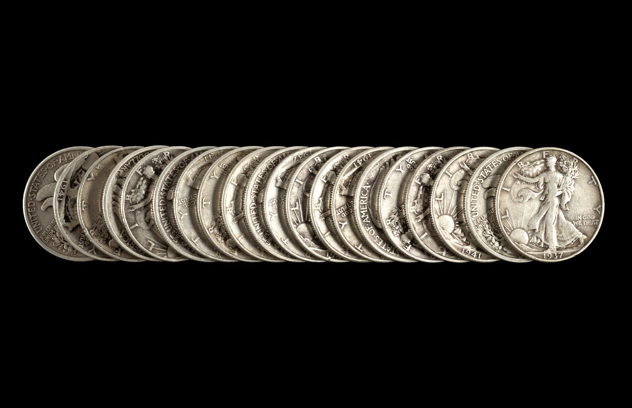 Twenty Walking Liberty Silver Half Dollars