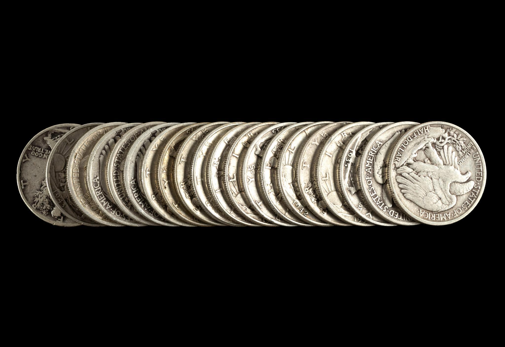Twenty Walking Liberty Silver Half Dollars
