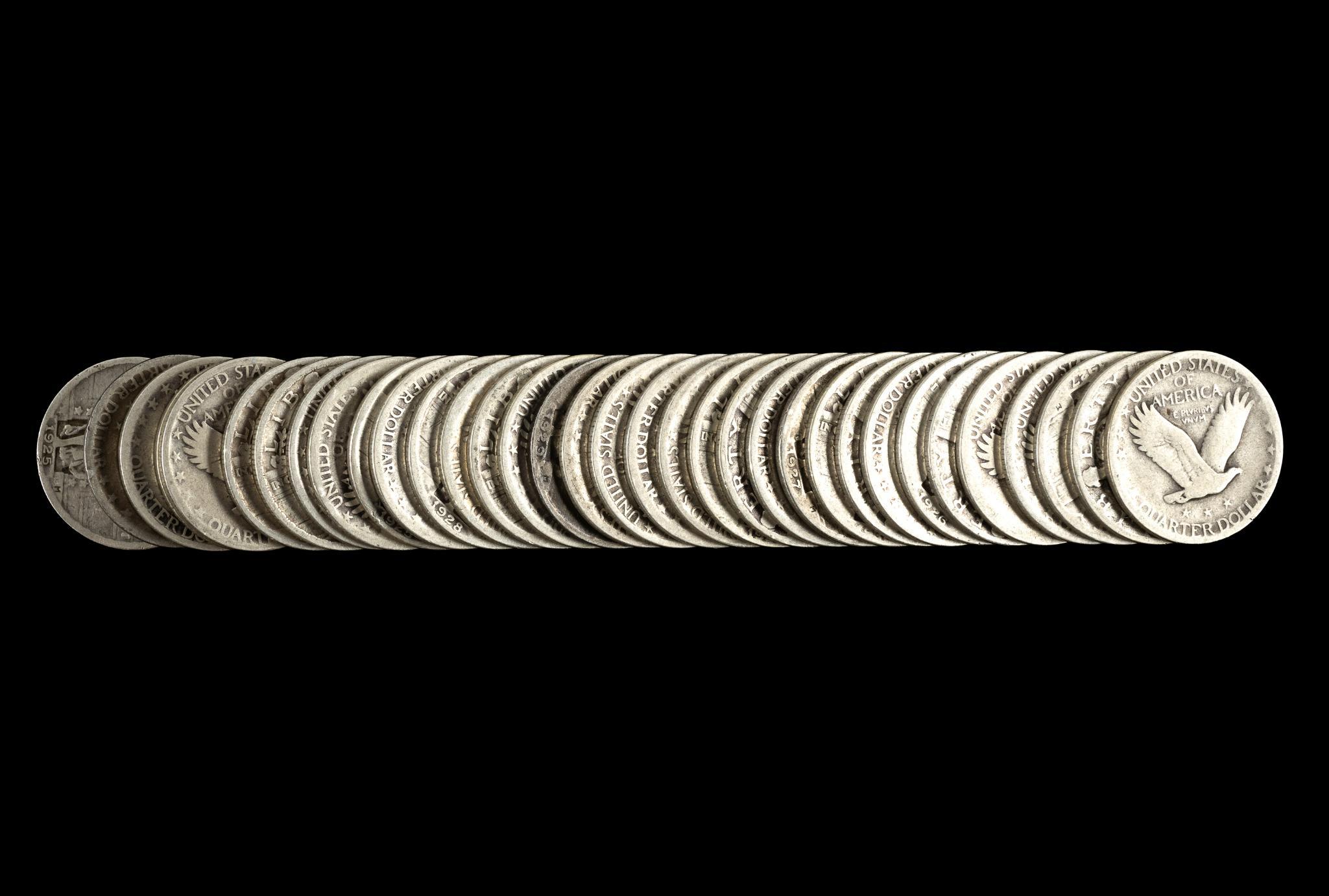 Thirty Four Standing Liberty Silver Quarters