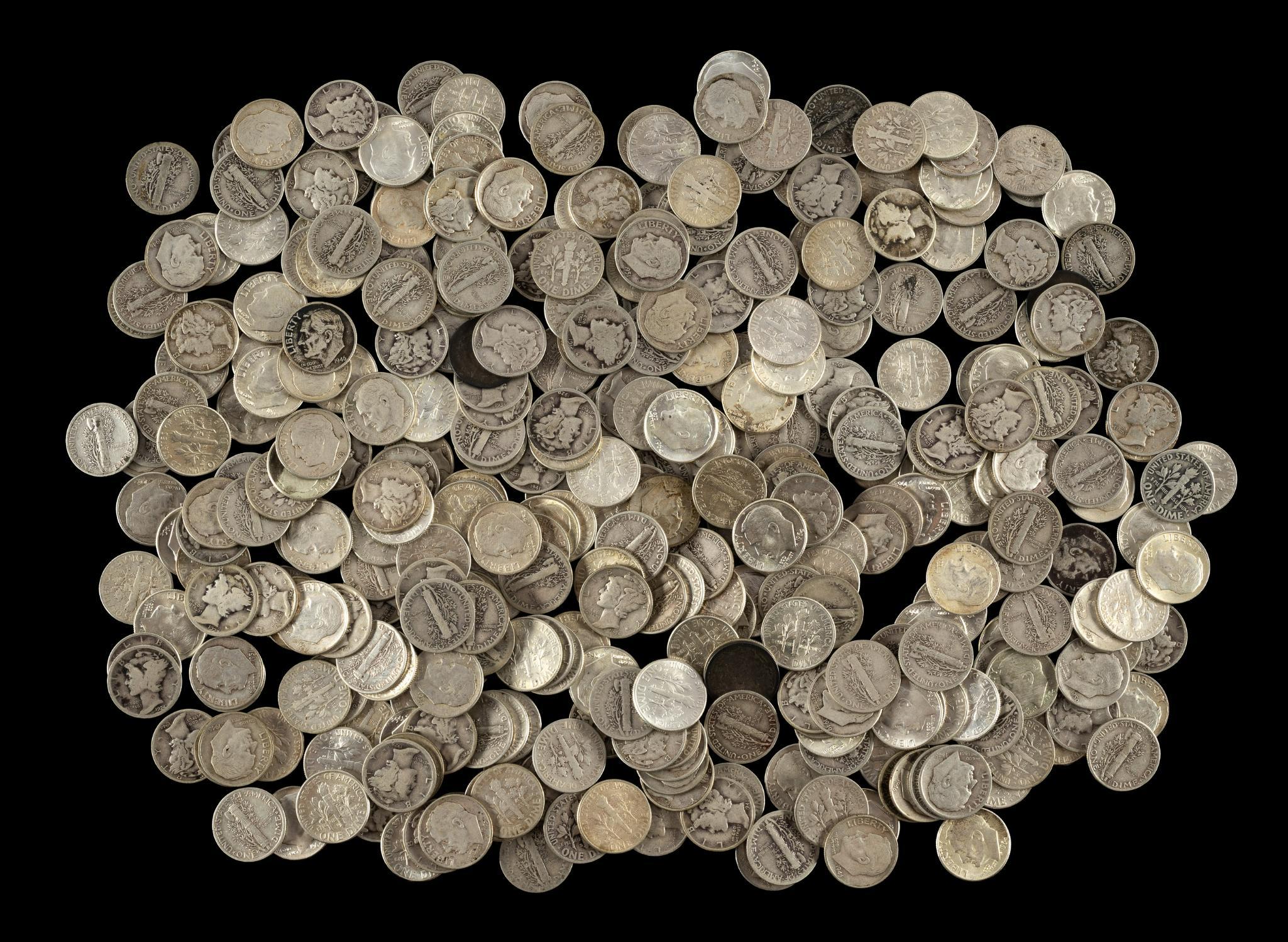 Three Hundred Fifty Silver Roosevelt And Mercury Dimes