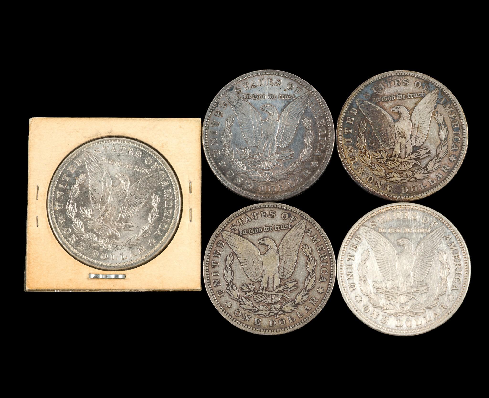 Five Morgan Silver Dollars