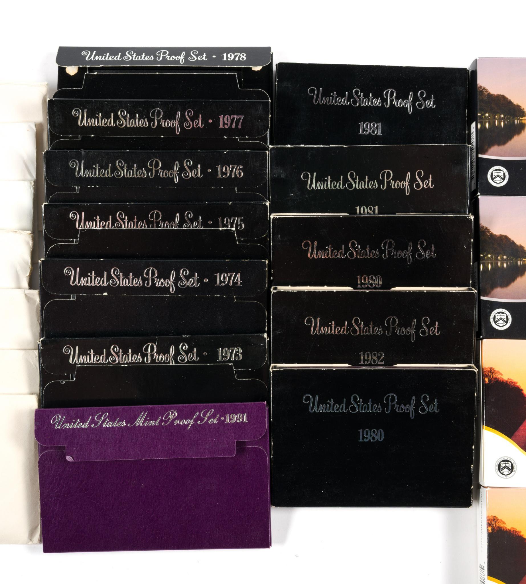Twenty Three Mint And Proof Sets With Silver