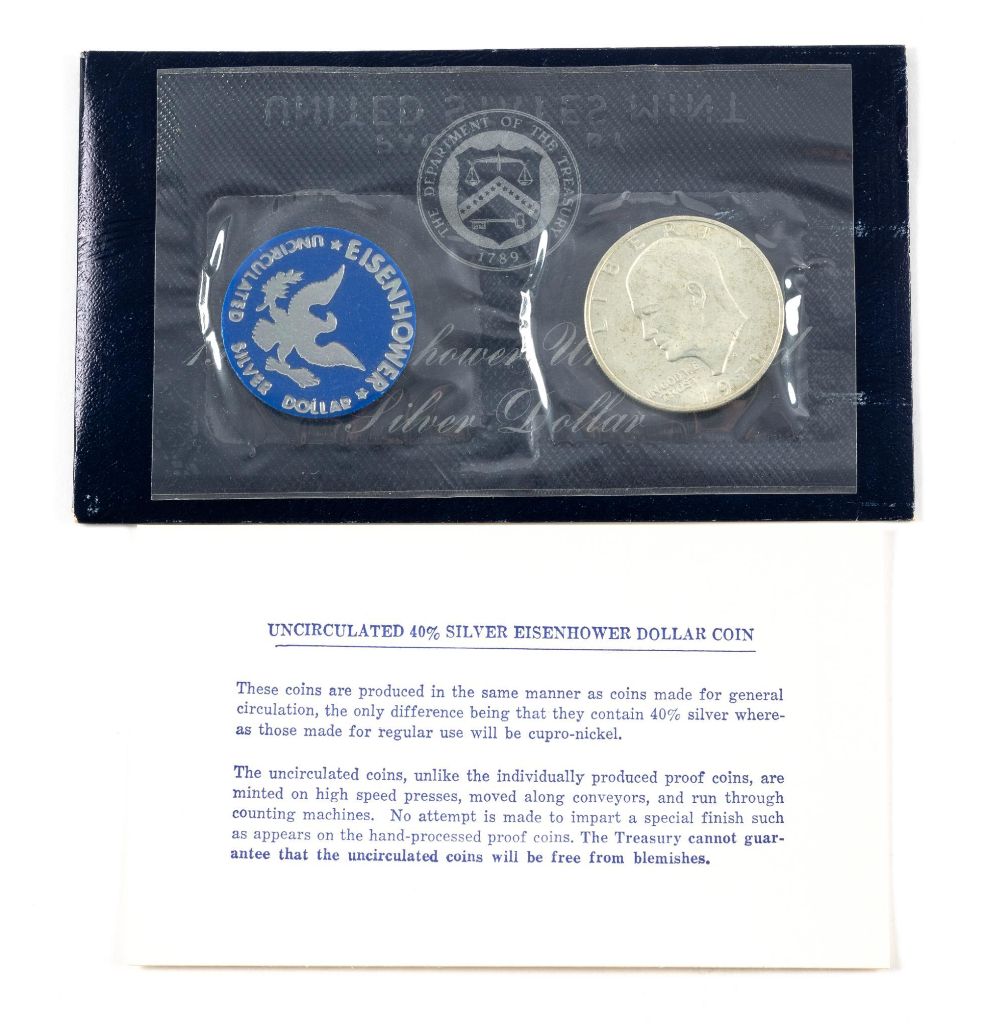 Five Silver Eisenhower Dollars