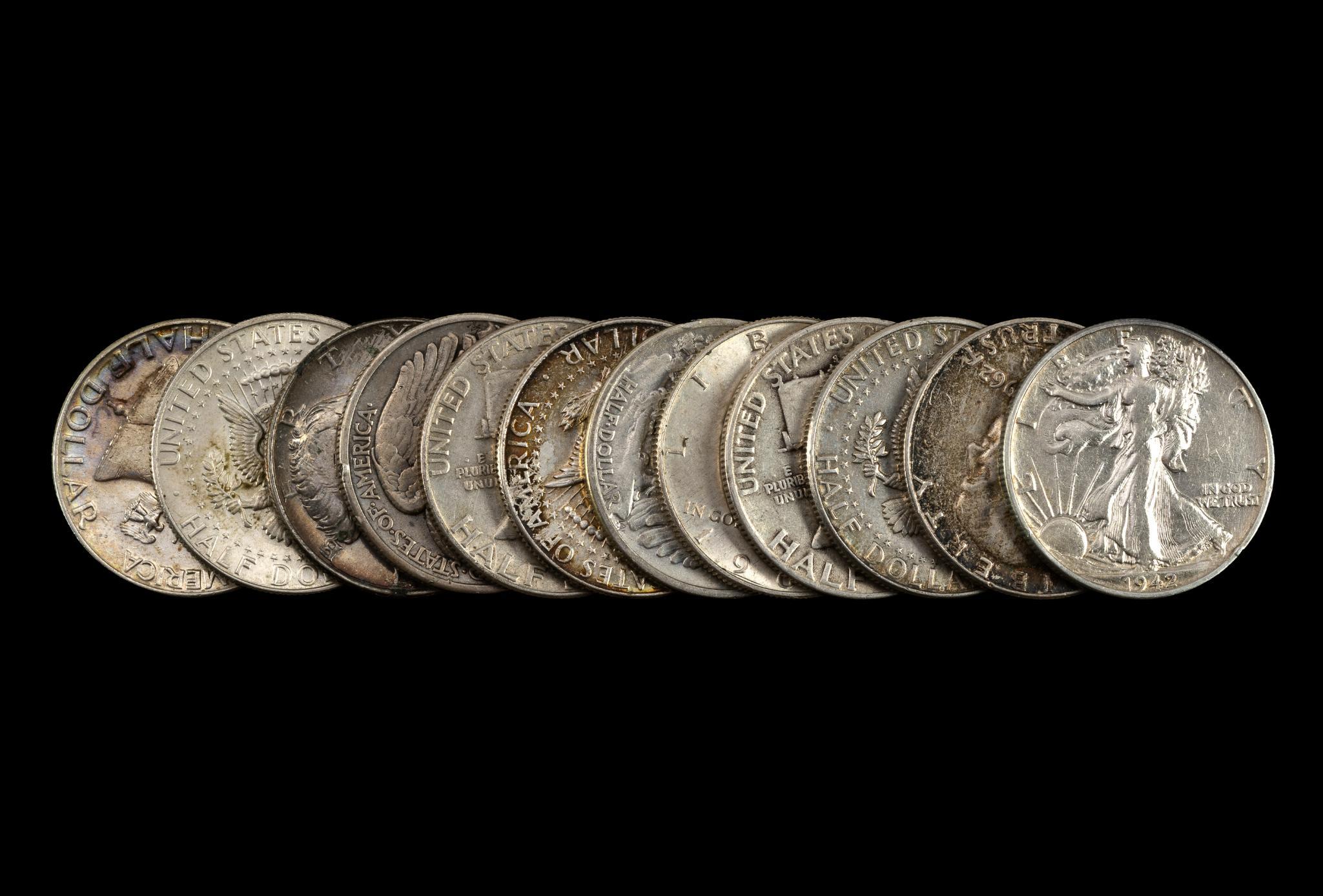 Twelve Silver Half Dollars
