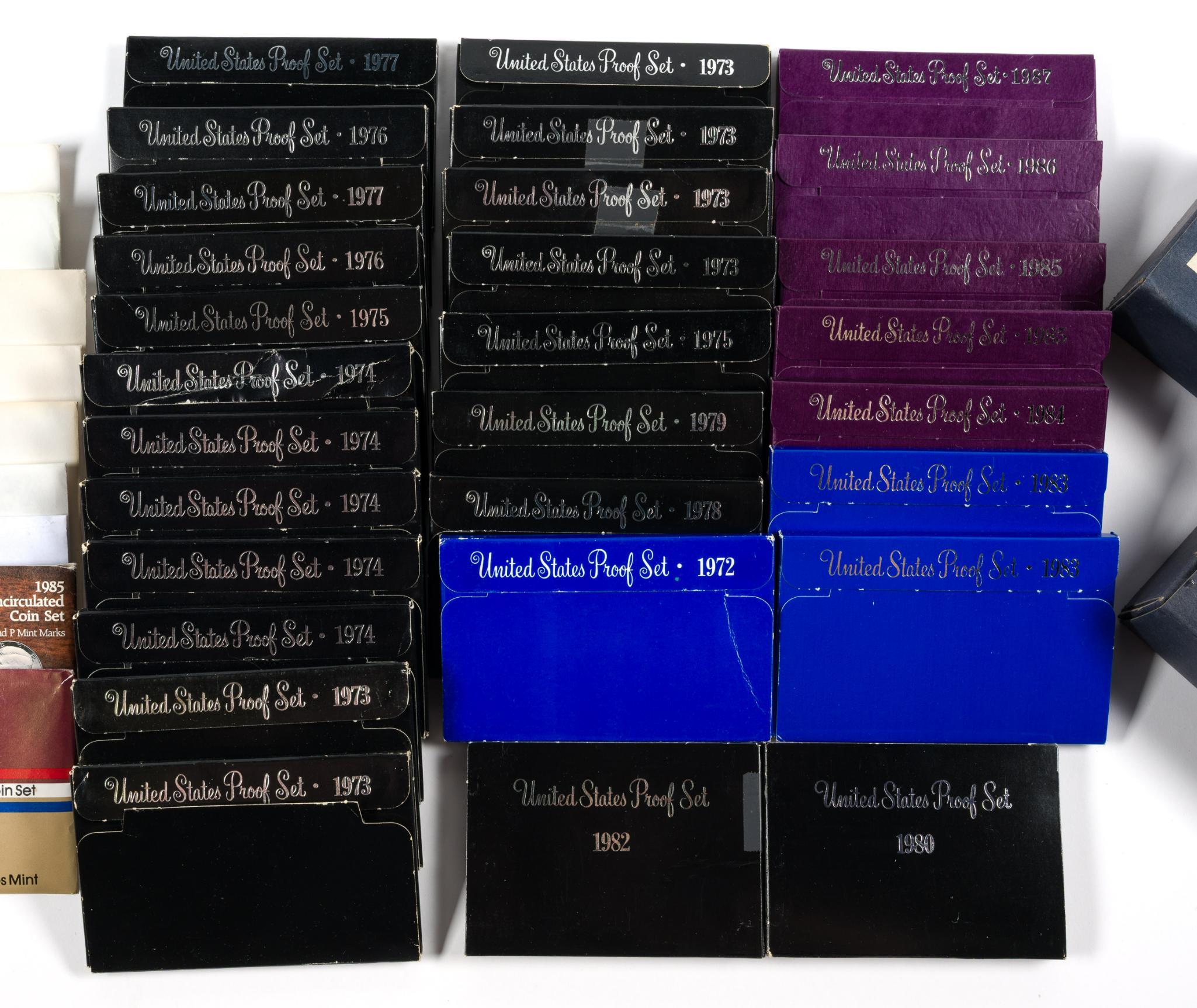 Thirty Nine Proof Sets And Nine Mint Sets