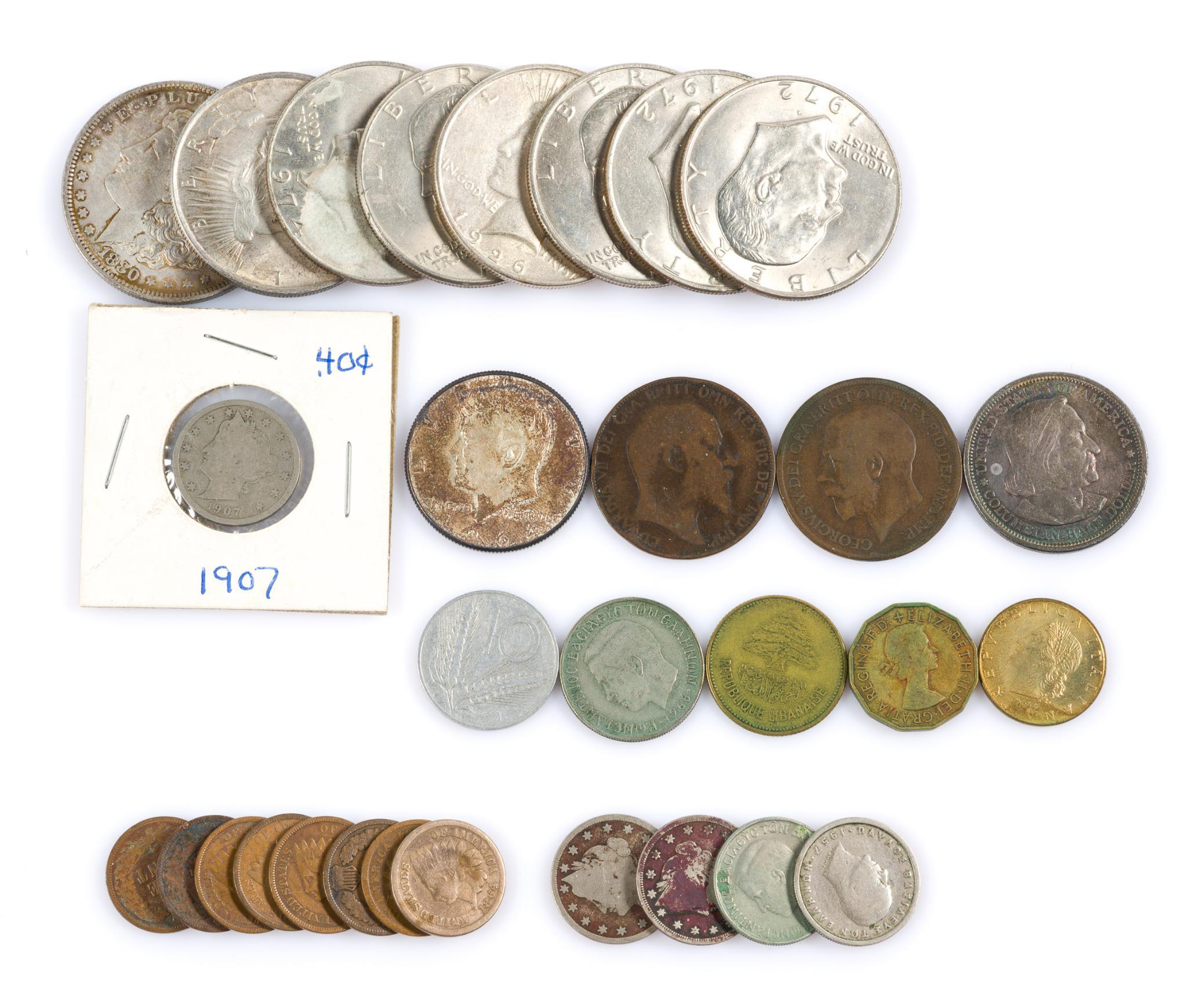 Coins Incl. Silver Peace and Morgan Dollars