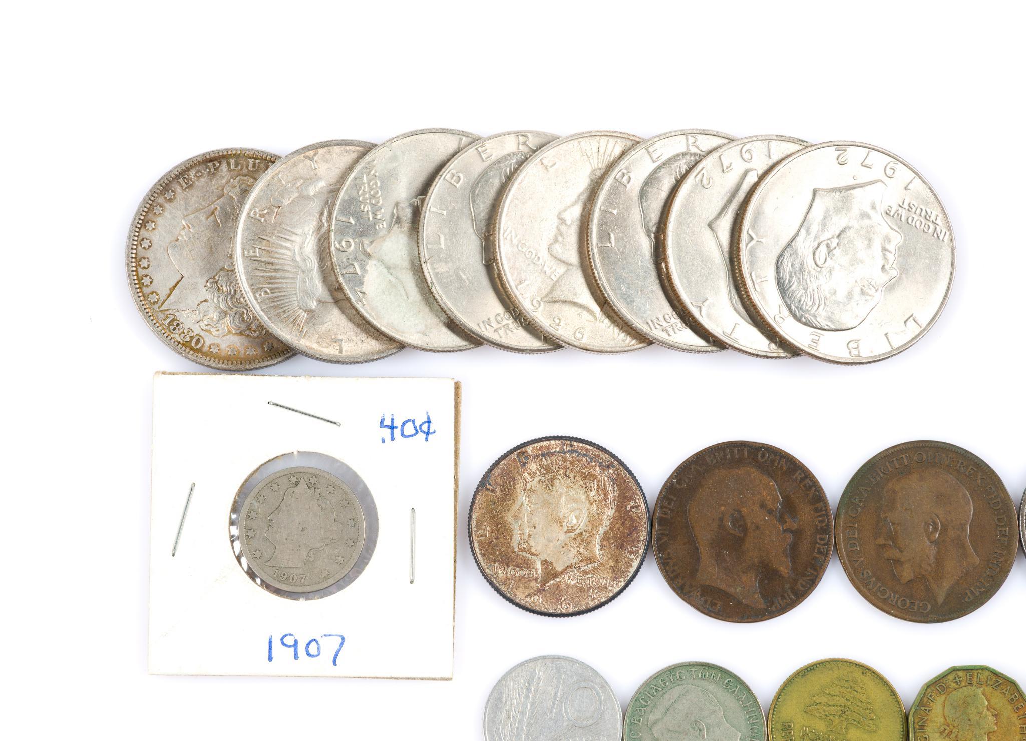 Coins Incl. Silver Peace and Morgan Dollars
