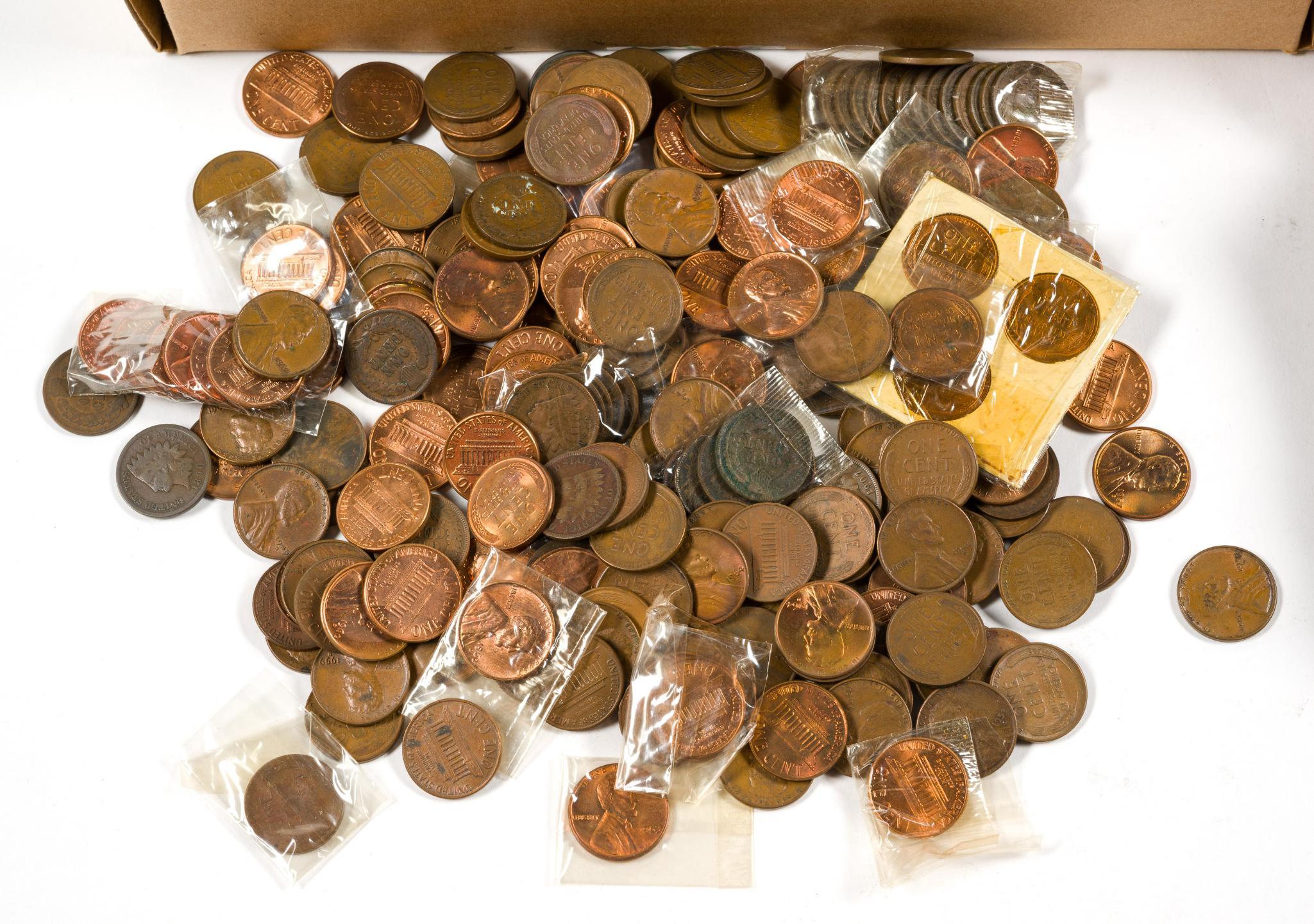 Over 7000 Copper Cents Including Indian Head And Wheat