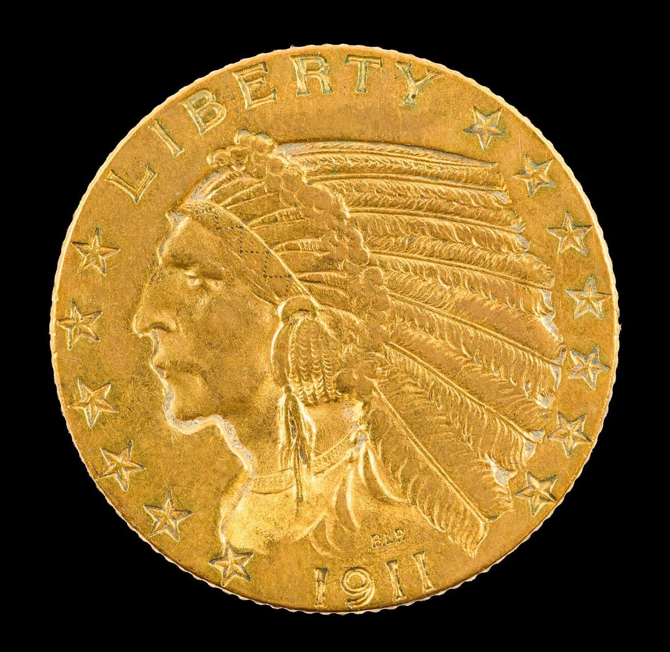 1911 Gold Indian Five Dollar Coin