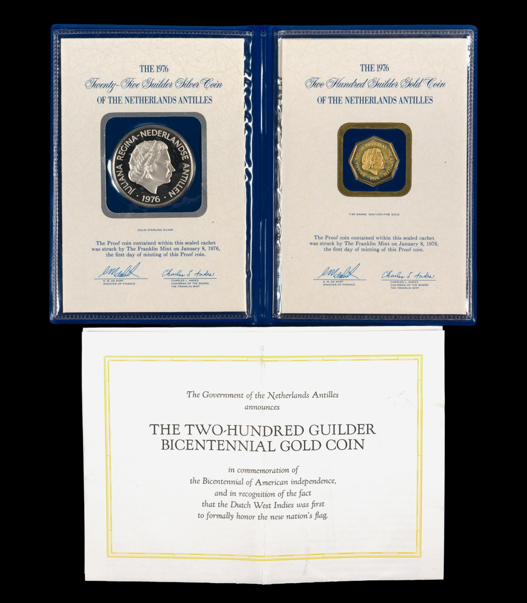 1976 Netherlands Antilles 200 Guilder Gold Coin