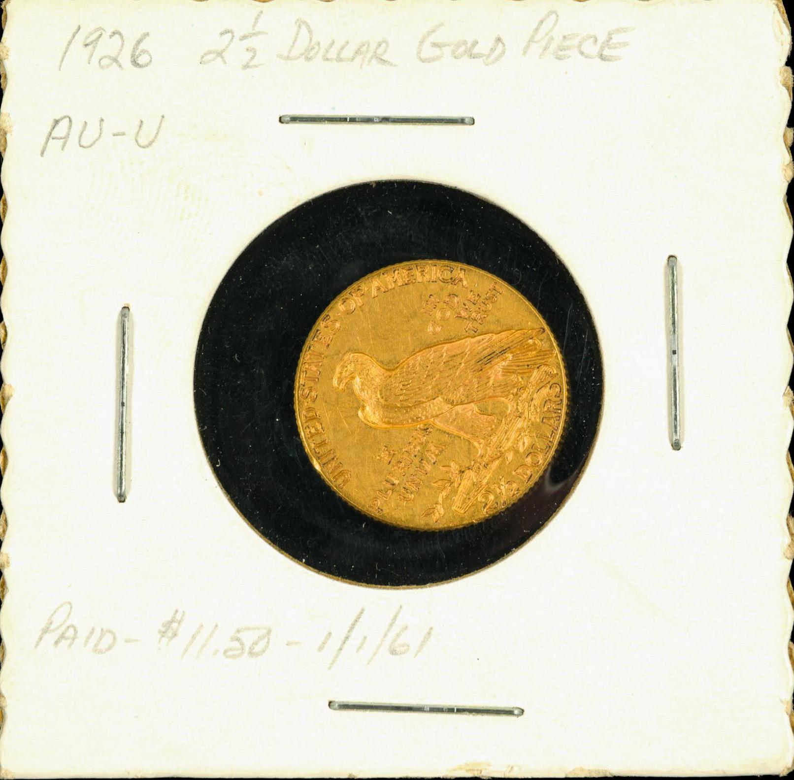 1926 Indian Gold $2 1/2 Coin