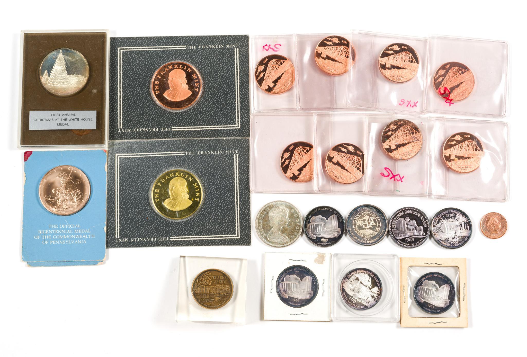 Silver And Bronze Medalions And A Canada Silver Dollar