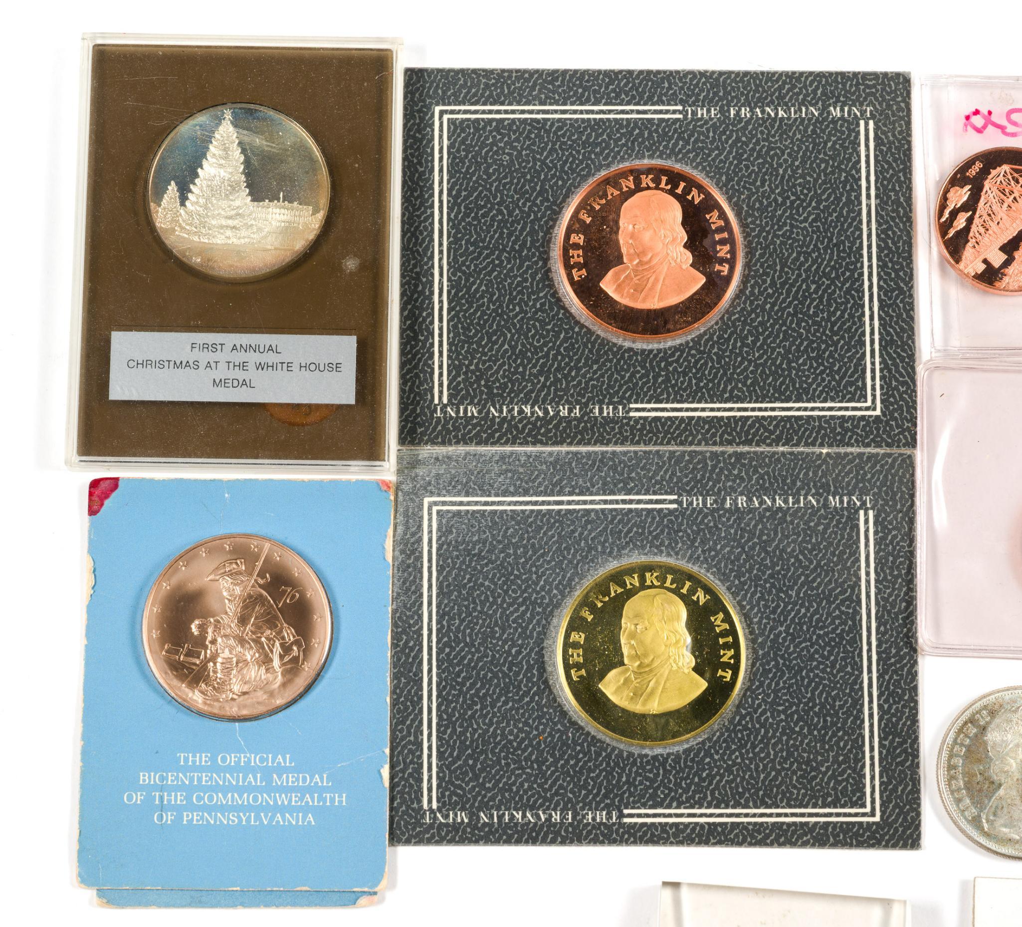 Silver And Bronze Medalions And A Canada Silver Dollar