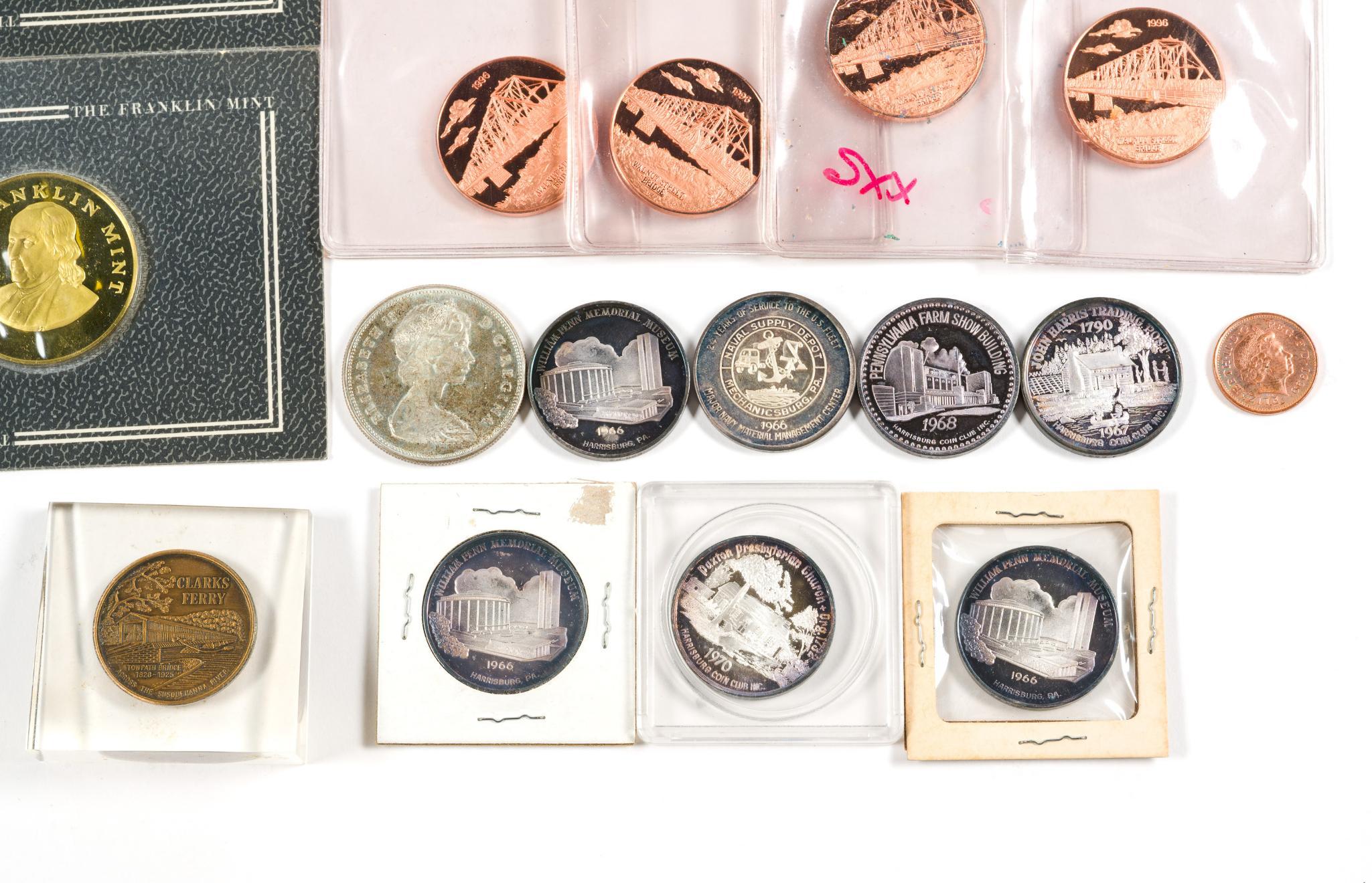 Silver And Bronze Medalions And A Canada Silver Dollar