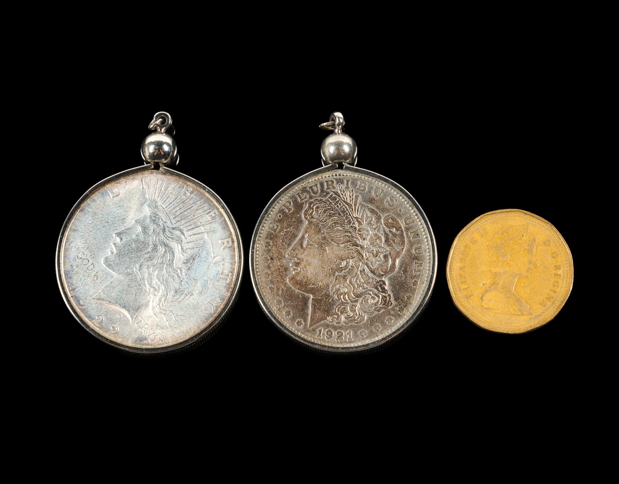 Two Silver Dollars Morgan And Peace