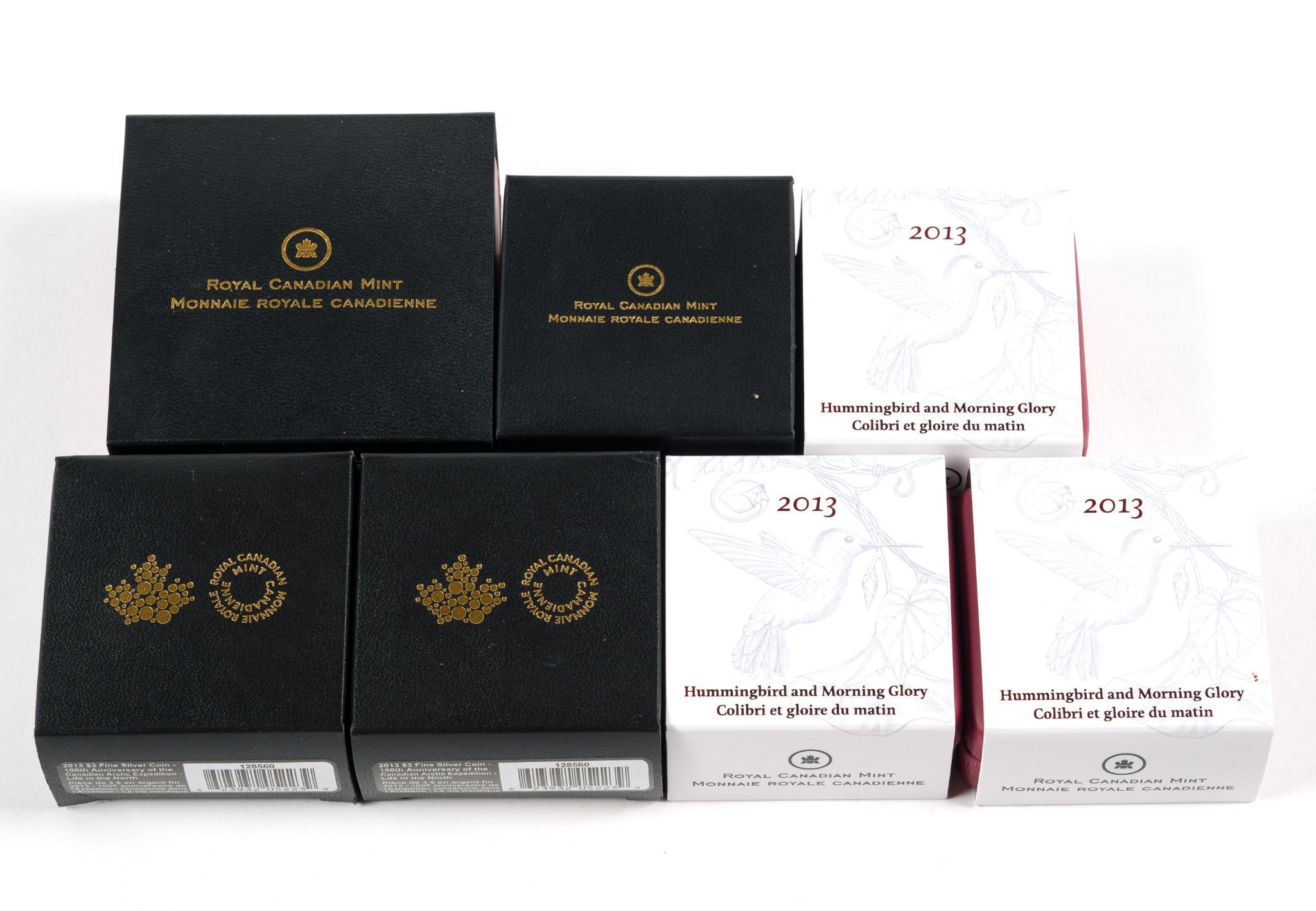 Seven Pure Silver Proof Commemorative Canada Coins 2013