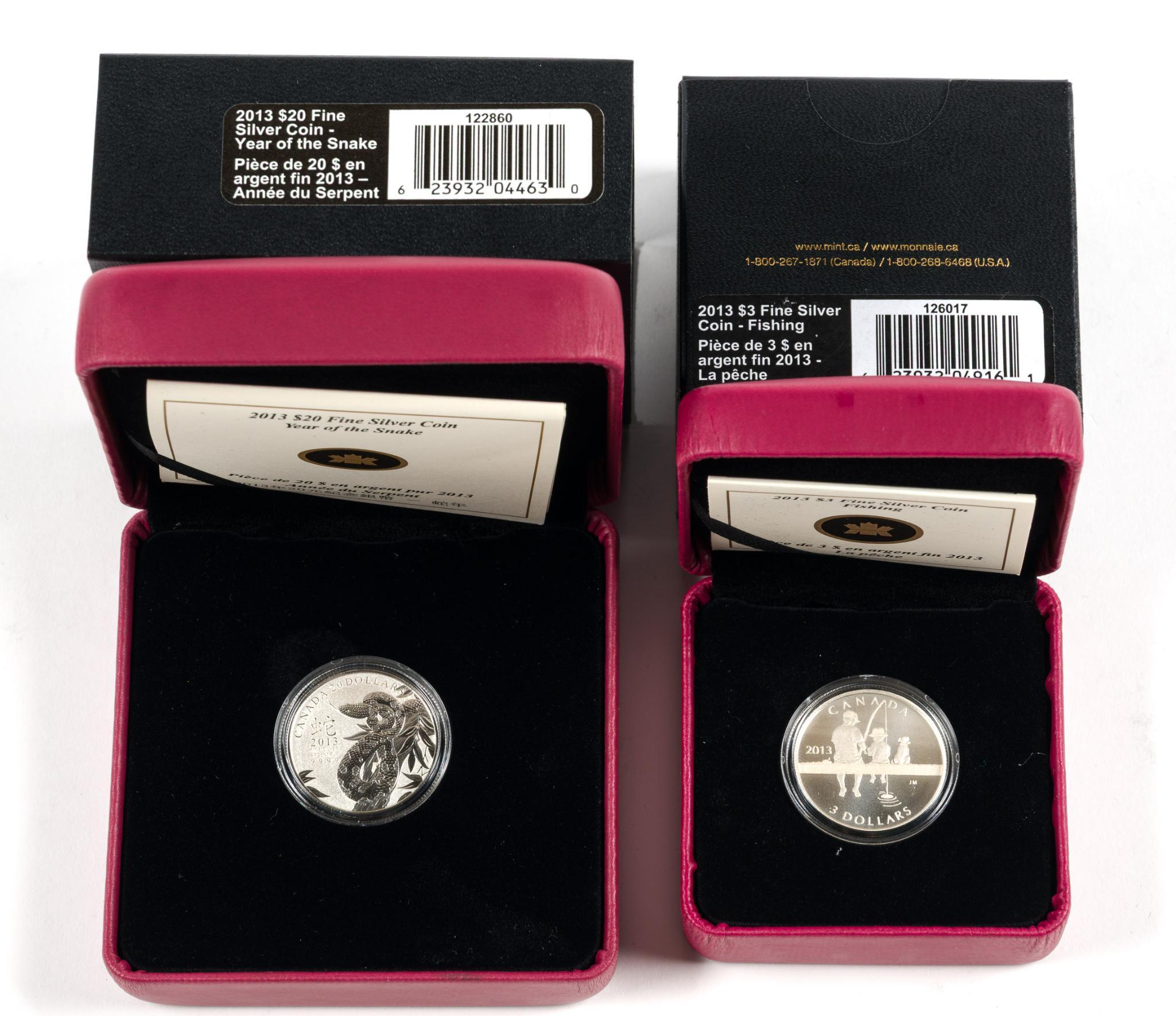 Seven Pure Silver Proof Commemorative Canada Coins 2013