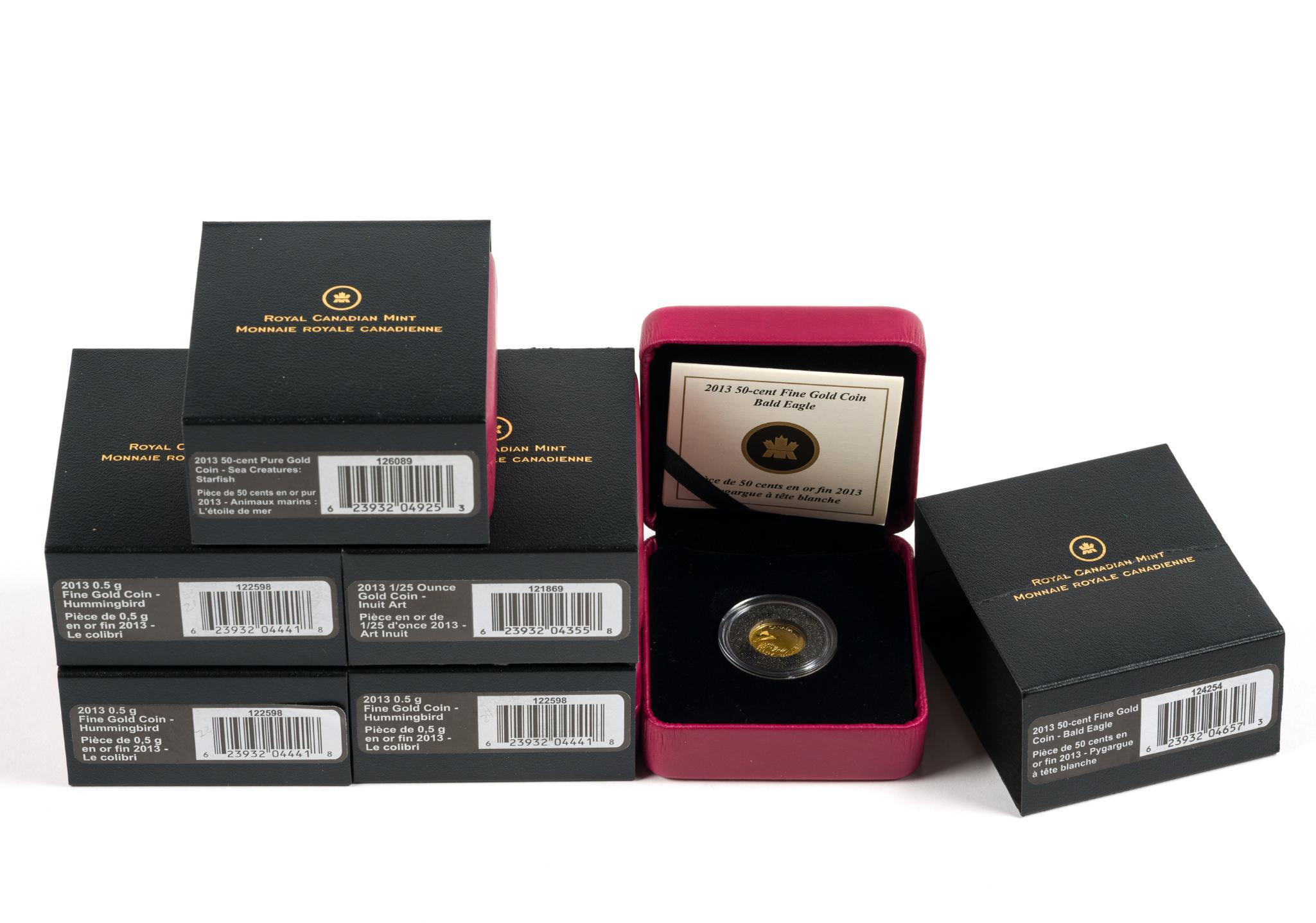 Six Pure Gold Canada Coins 2013
