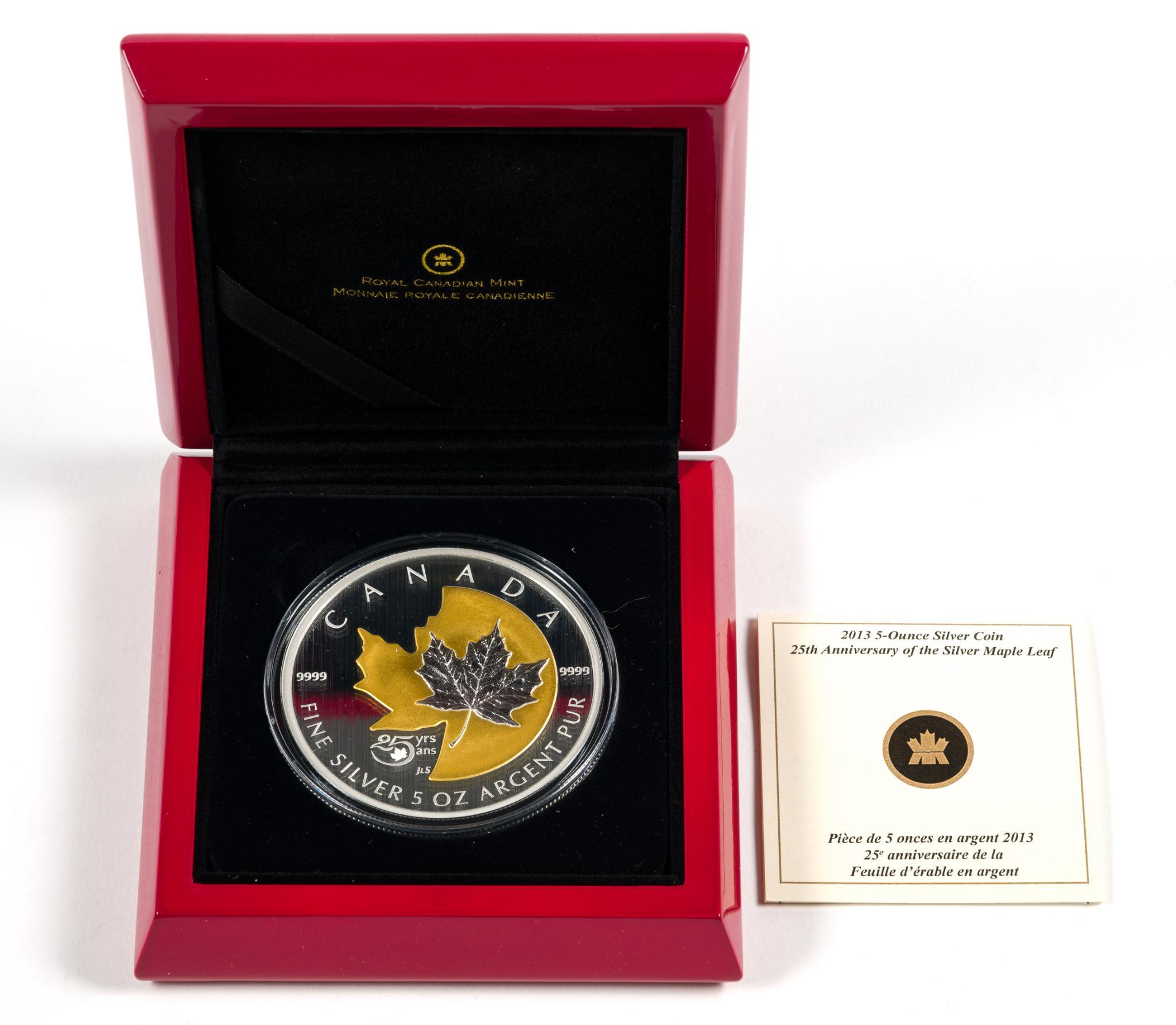 Five Troy Ounce Pure Silver 2013 Canada Coin
