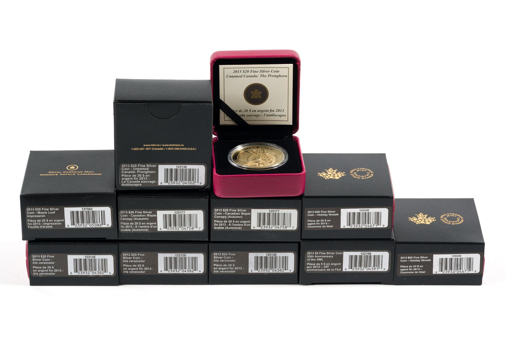 Twenty Canada Pure Silver One Troy Ounce Commemorative Coins
